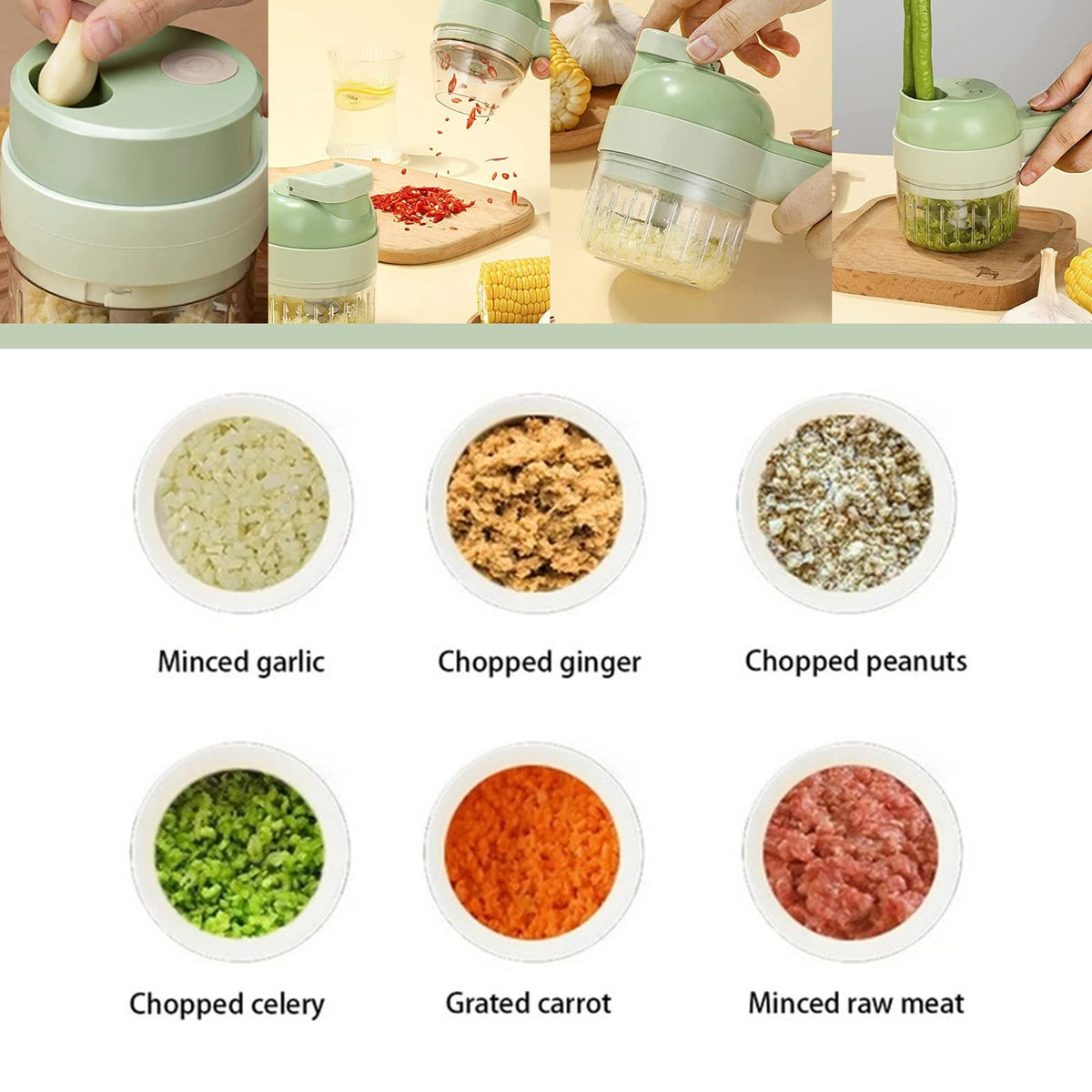 4 in 1 Handheld Electric Vegetable Cutter Set P994