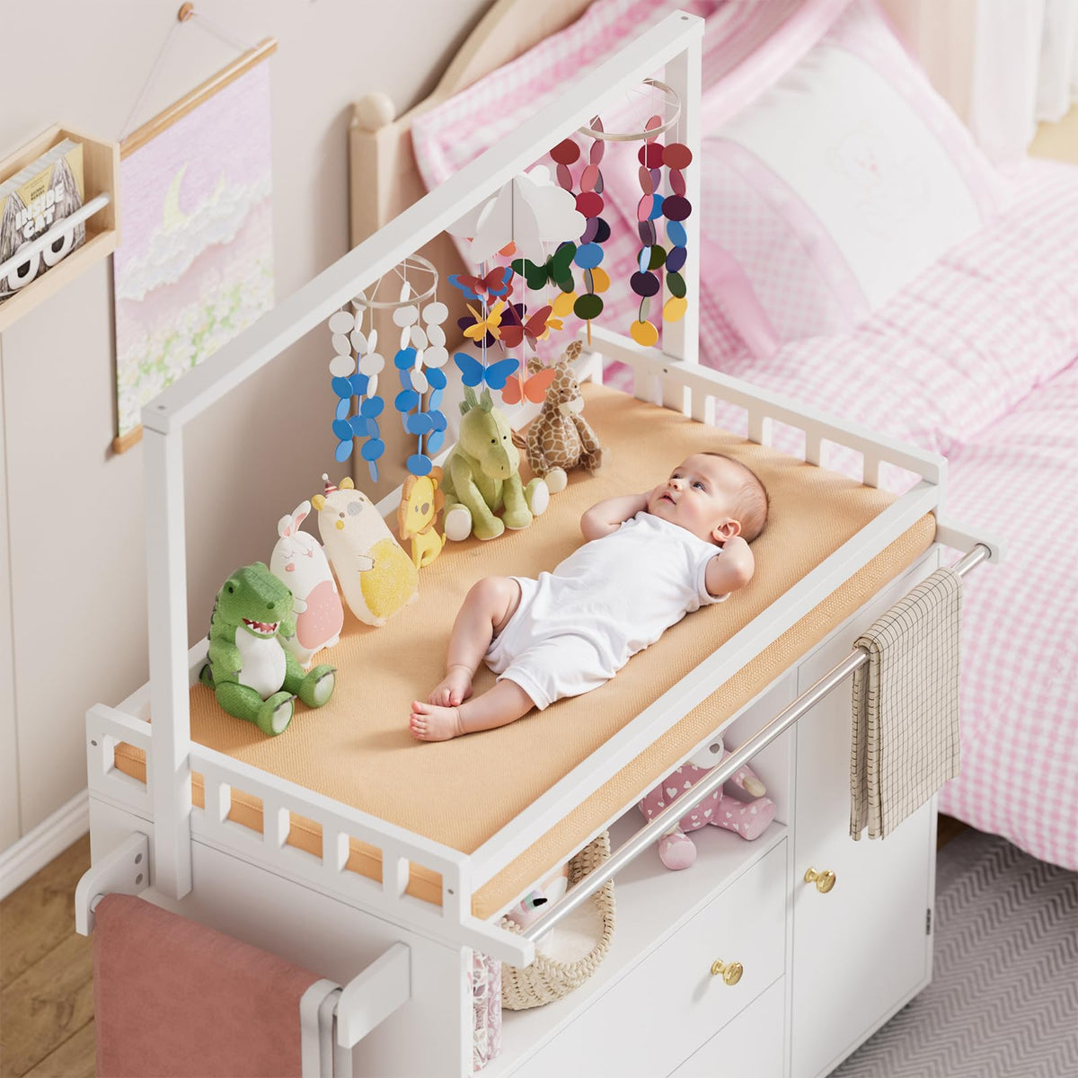 Baby Changing Table with Wheels and Drawers U795082