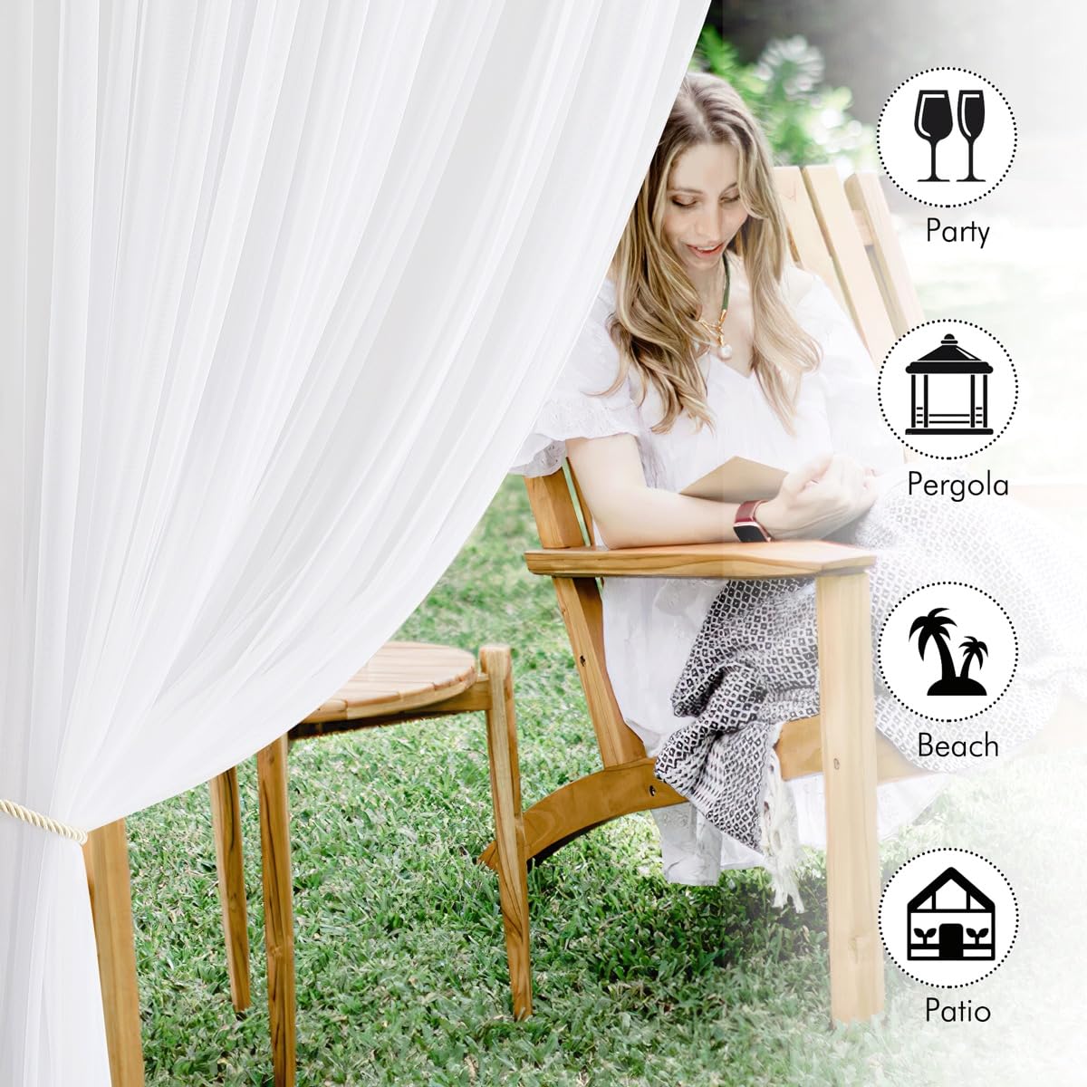 White 2 Panels Waterproof Mosquito Netting Curtains H382