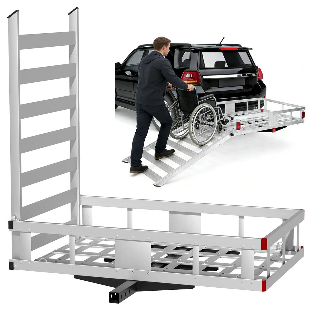 52"x31"x10" Aluminum Hitch Cargo Carrier with Ramp R65258