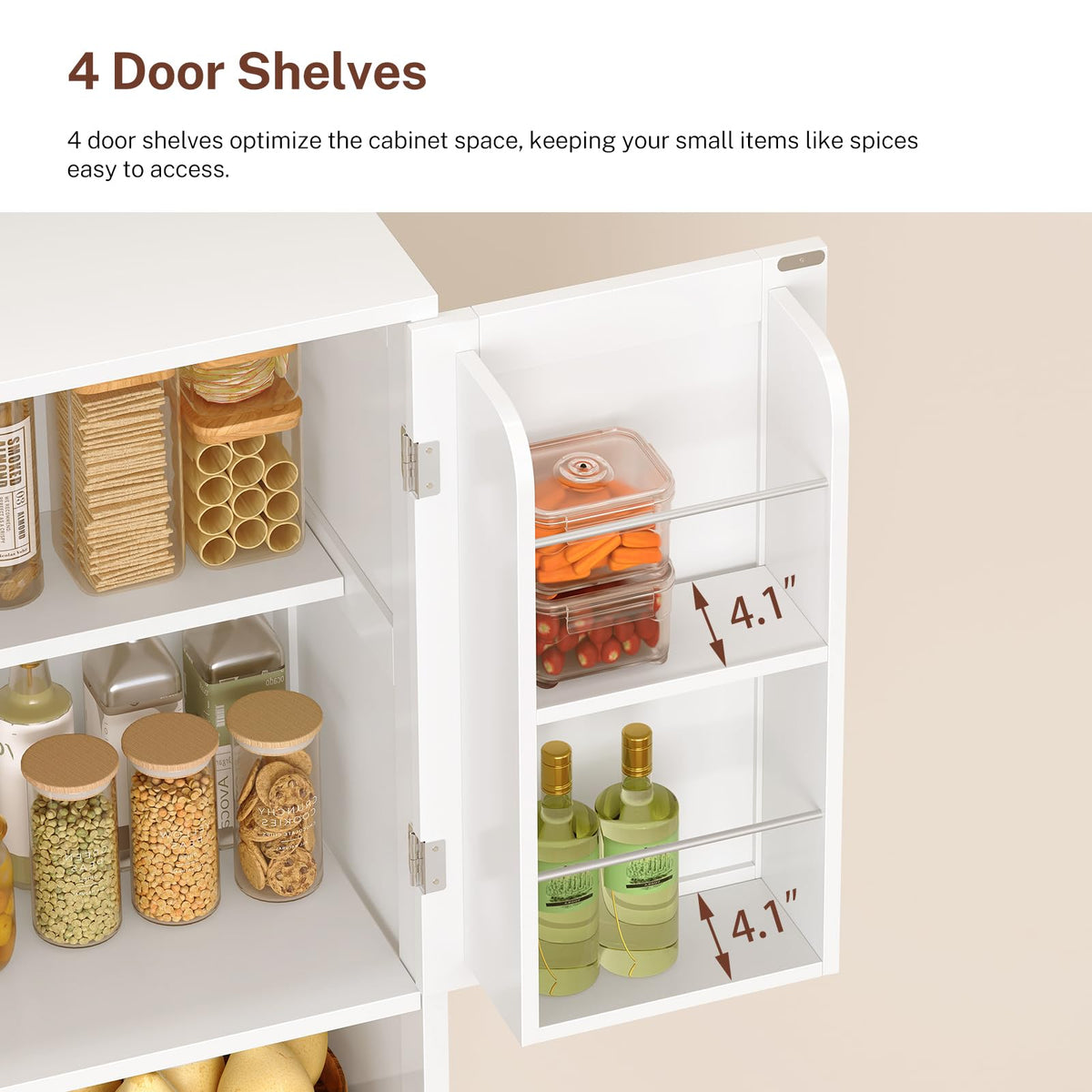 63.4"H Kitchen Pantry Cabinet with 4 Door Shelves F2252