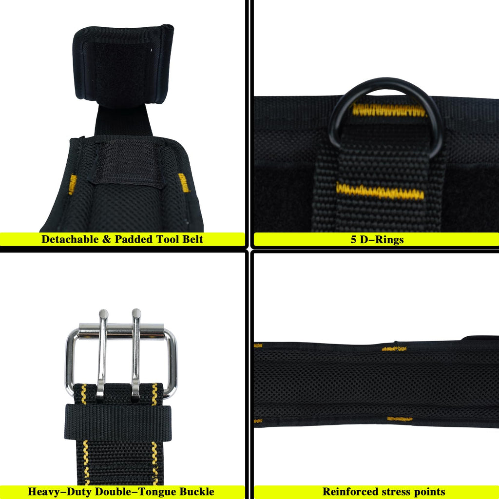 2-Inch Padded Tool Belt with 4 D-Rings Heavy Duty Double Metal Roller Buckle Y477440