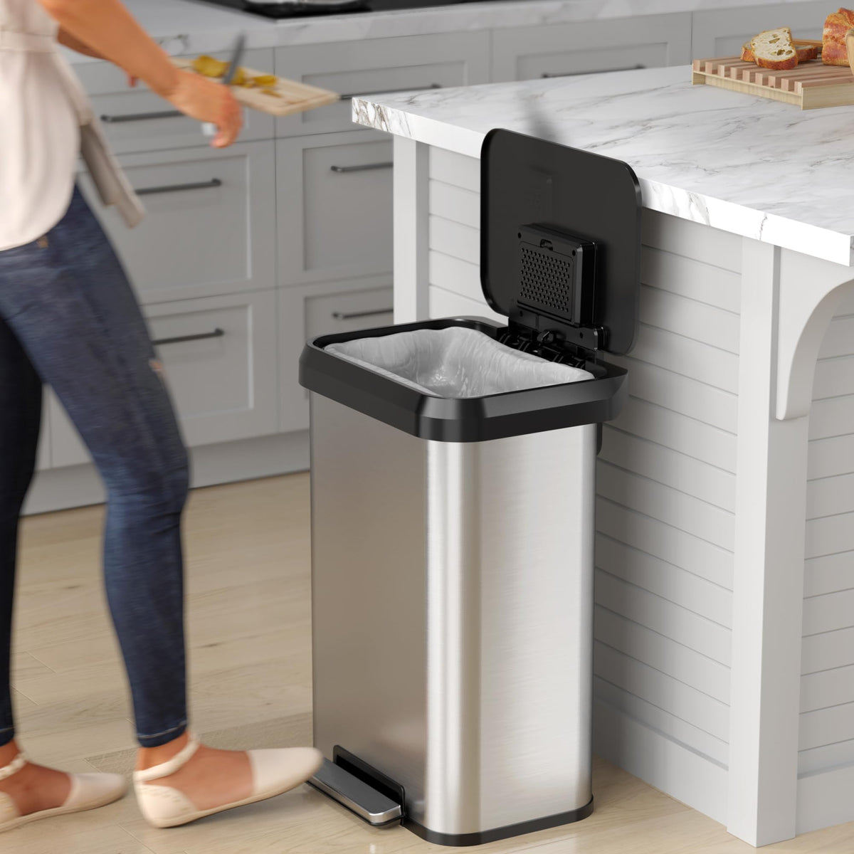 13.2 Gallon Stainless Steel Kitchen Trash Can S999