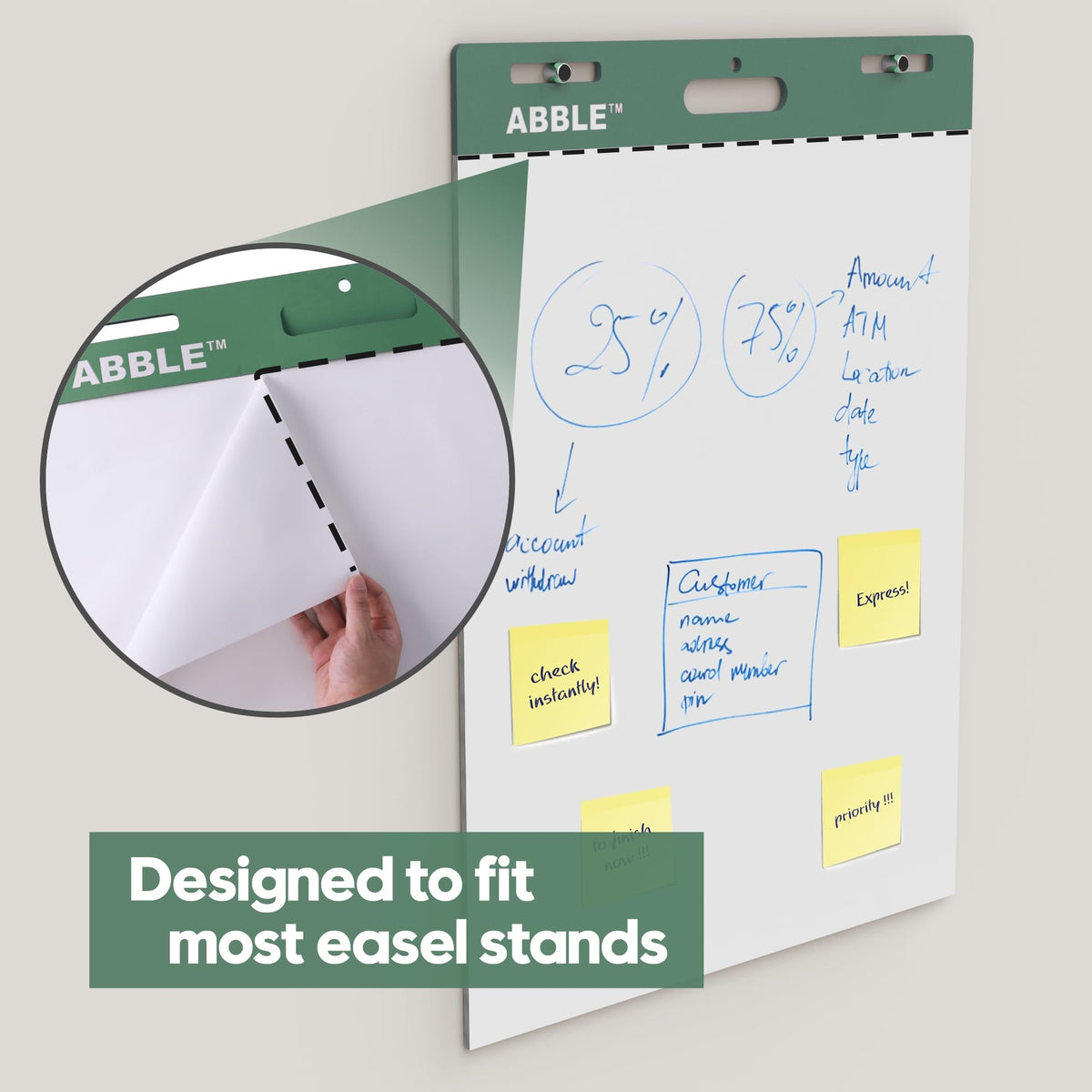 Super Sticky Easel Pad, 25 x 30 Inches, 30 Sheets/Pad, 8 Pads/Pack, Green L8430