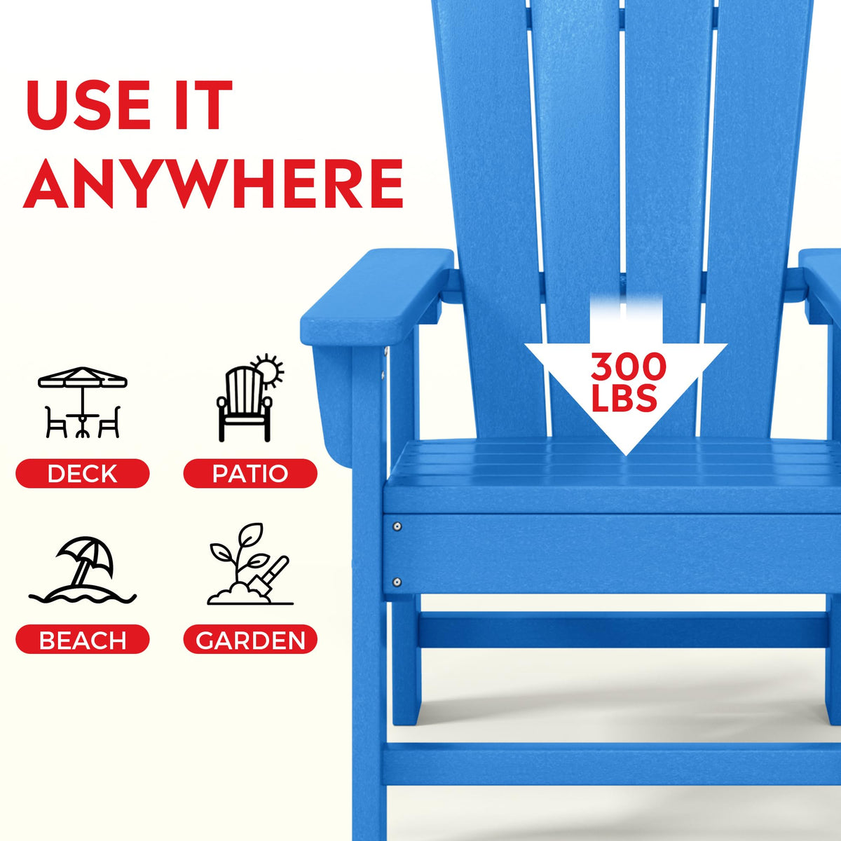 Kids Adirondack Chair Set of 4 Plastic Outdoor Pacific Blue A469