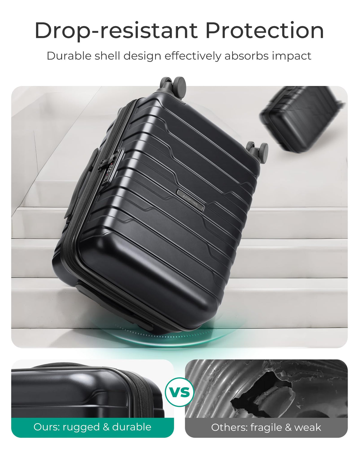 Expandable Spinner Carry-On Luggage 20" Black P19680