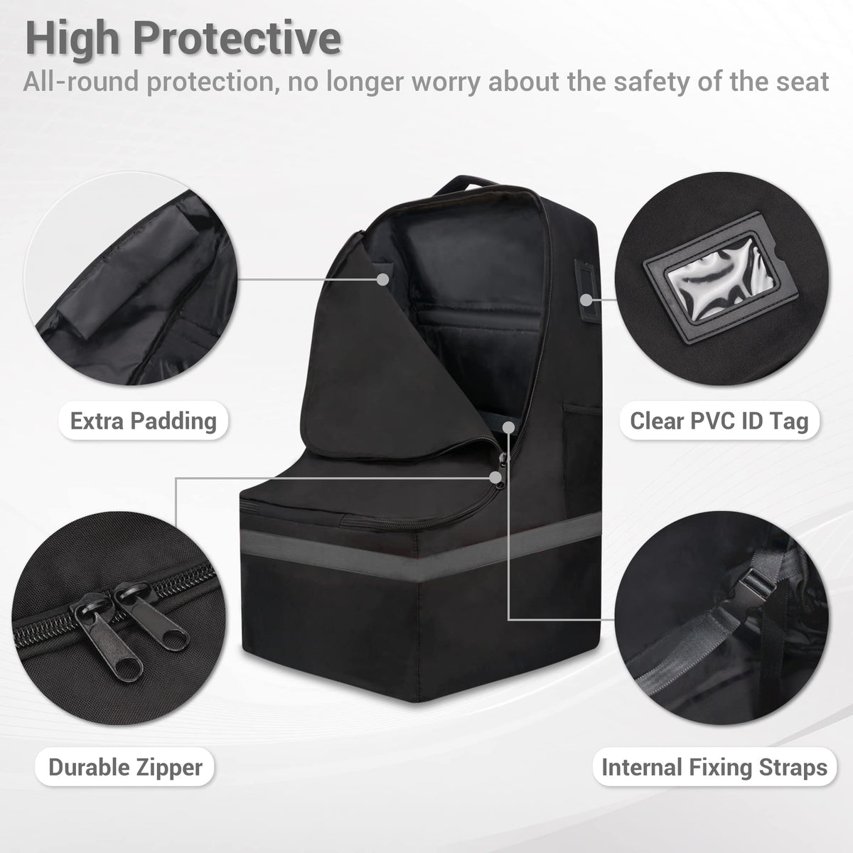 Padded Gray Car Seat Travel Bag X8855
