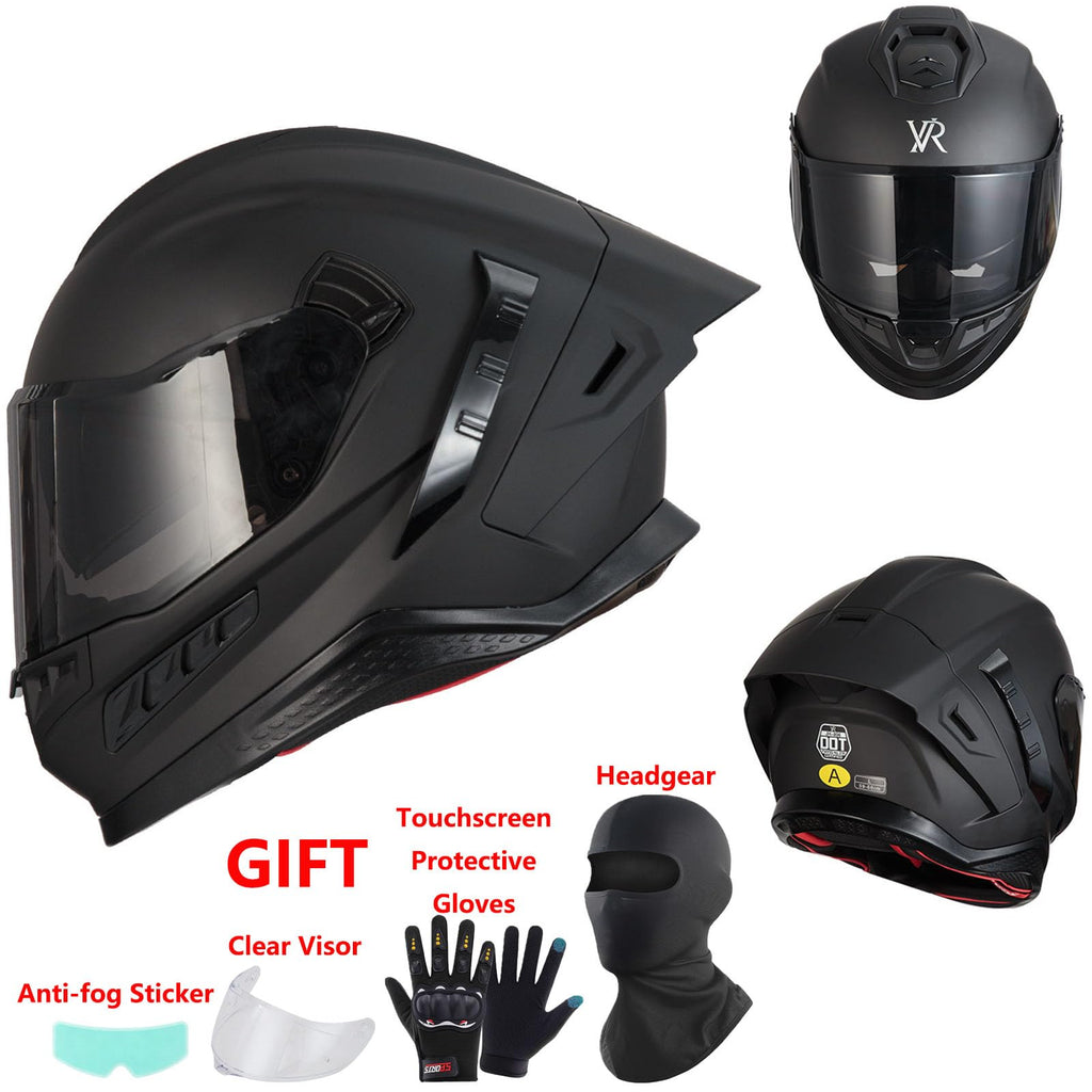 Full Face Motorcycle Helmet DOT Dual Sun Visor D96828