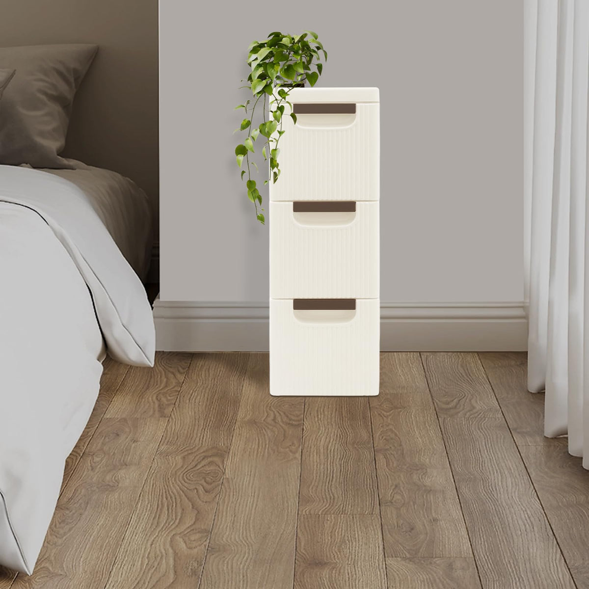 Narrow Rolling Storage Cabinet with 3 Drawers M851