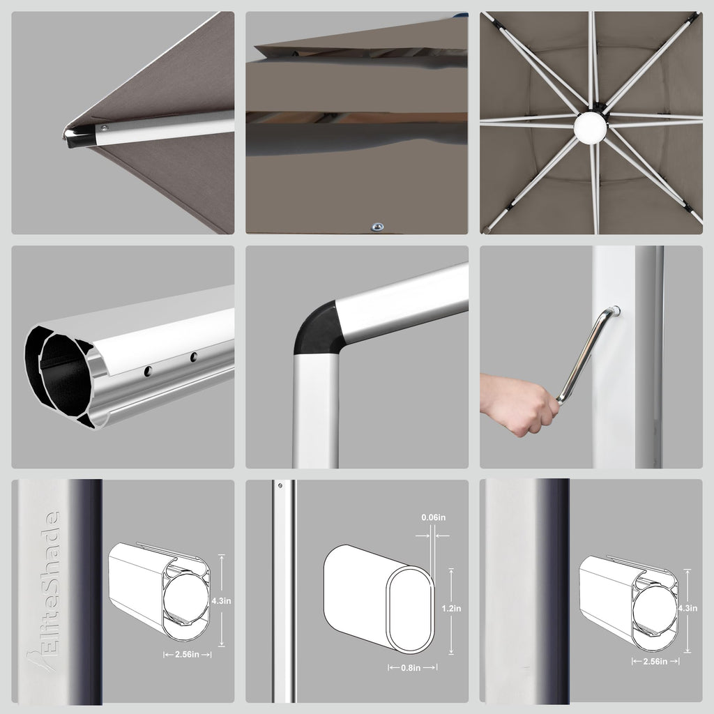 10x10FT Aluminum Cantilever Patio Umbrella with Light J680