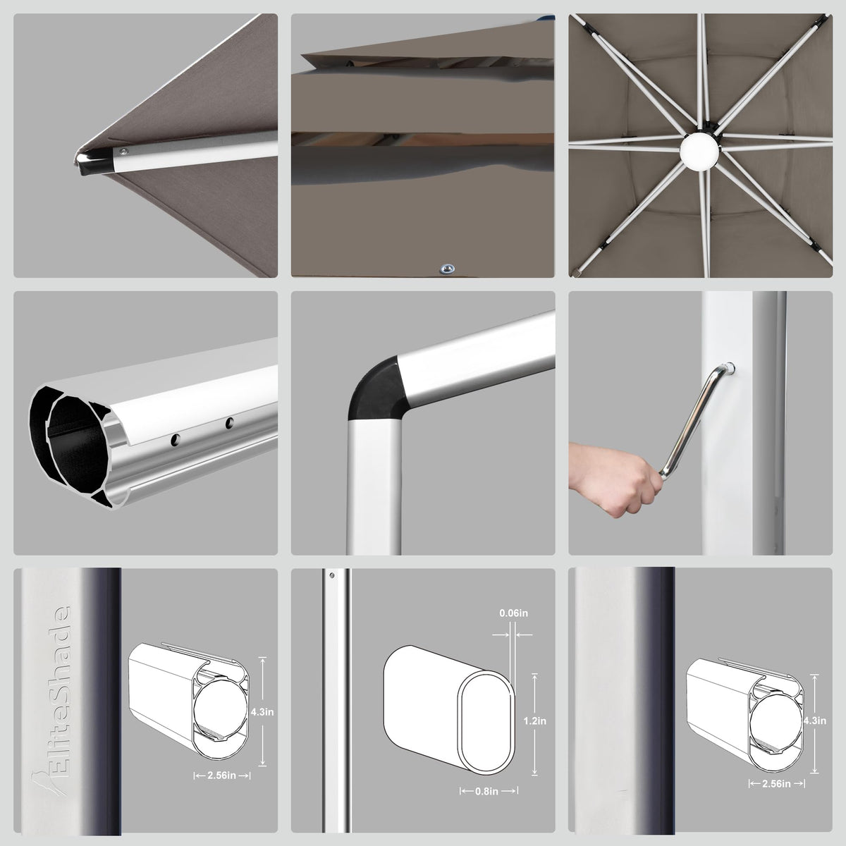 10x10FT Aluminum Cantilever Patio Umbrella with Light J680