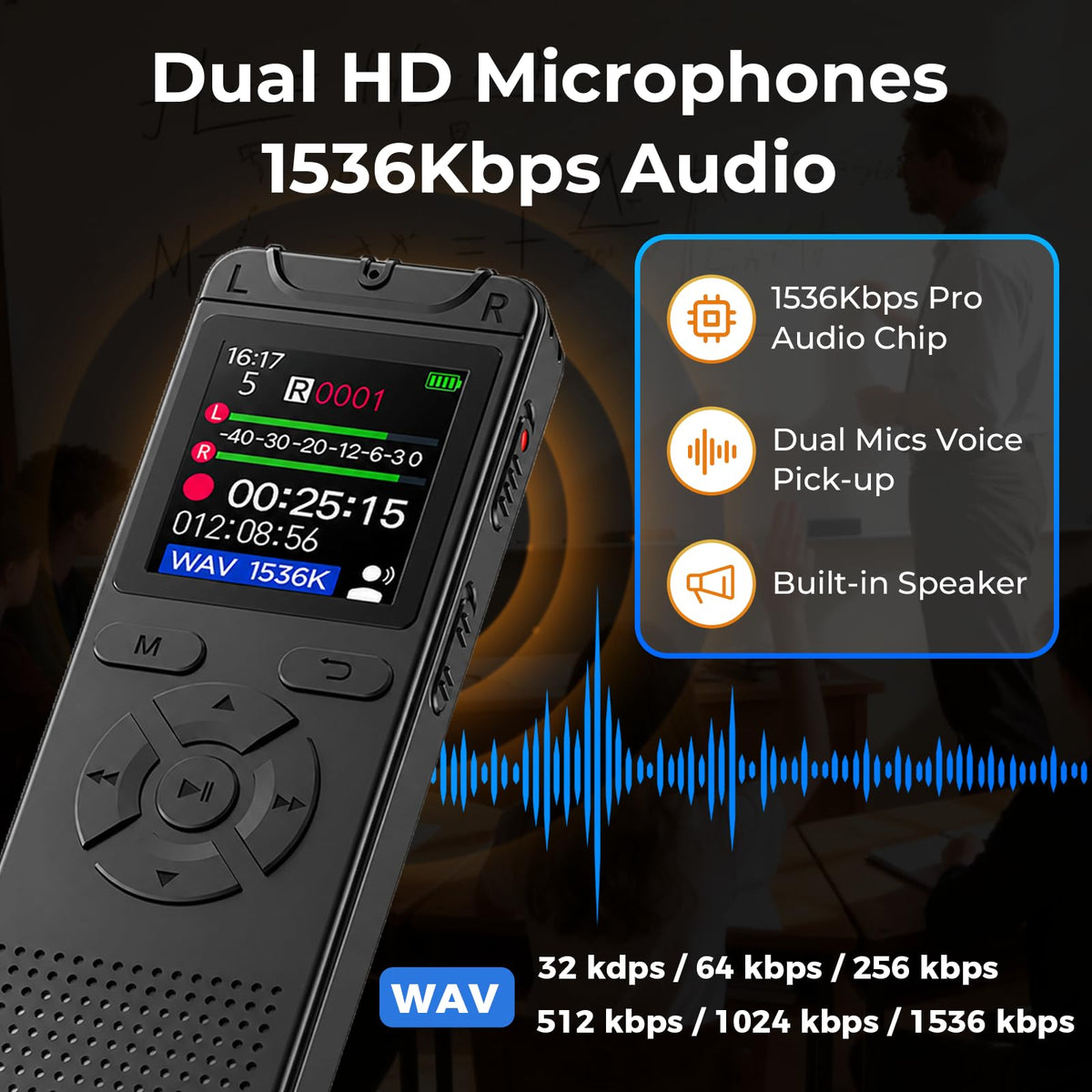 32GB Digital Voice Recorder with Playback F590037