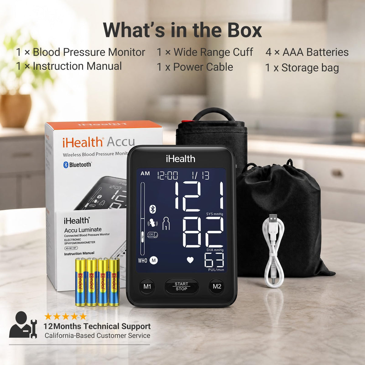 Bluetooth Upper Arm Blood Pressure Monitor with Large Cuff G33881