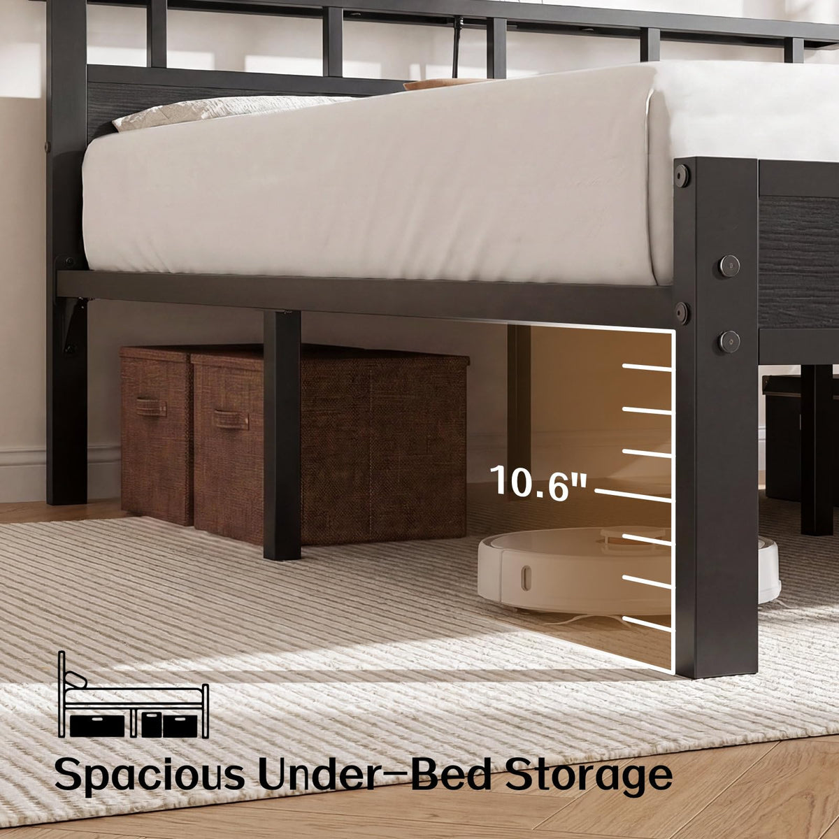 Full Size Bed Frame with Charging Station and LED Y88694