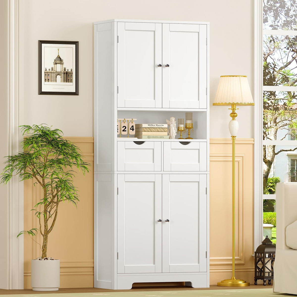 63.4"H Kitchen Pantry Cabinet with 4 Door Shelves F2252