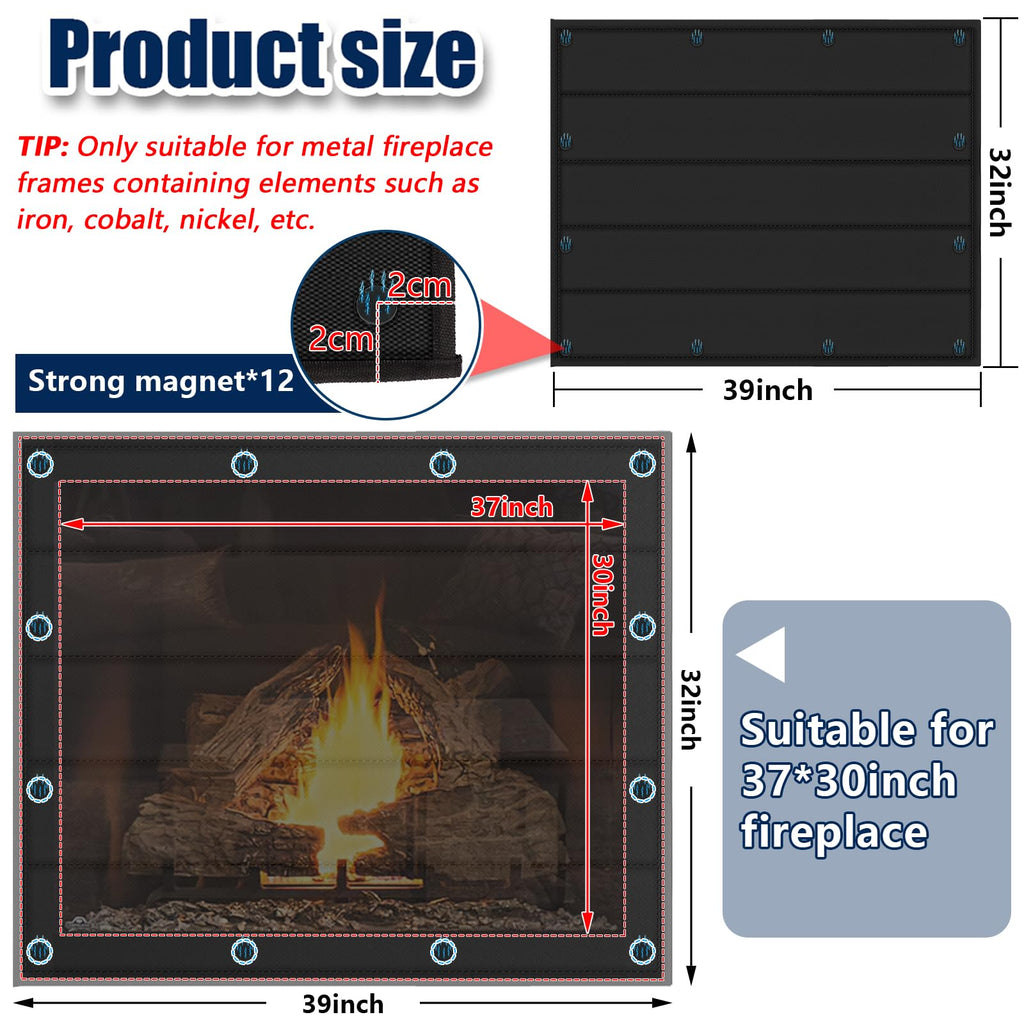 Magnetic Fireplace Cover 39"x32" Draft Stopper H217090