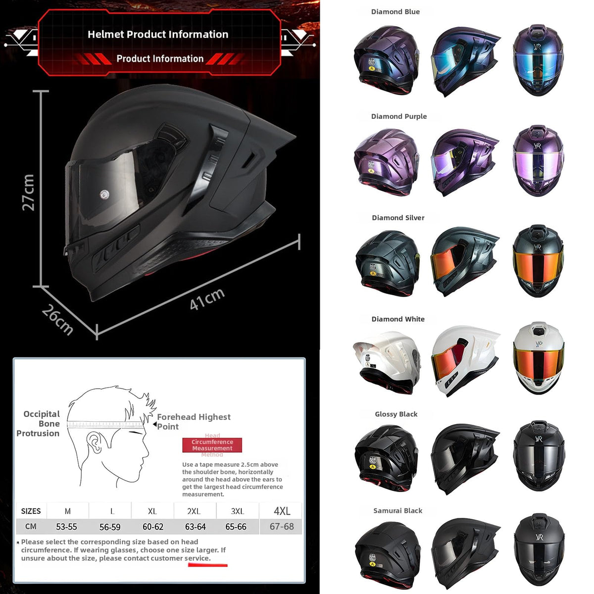 Full Face Motorcycle Helmet DOT Dual Sun Visor D96828