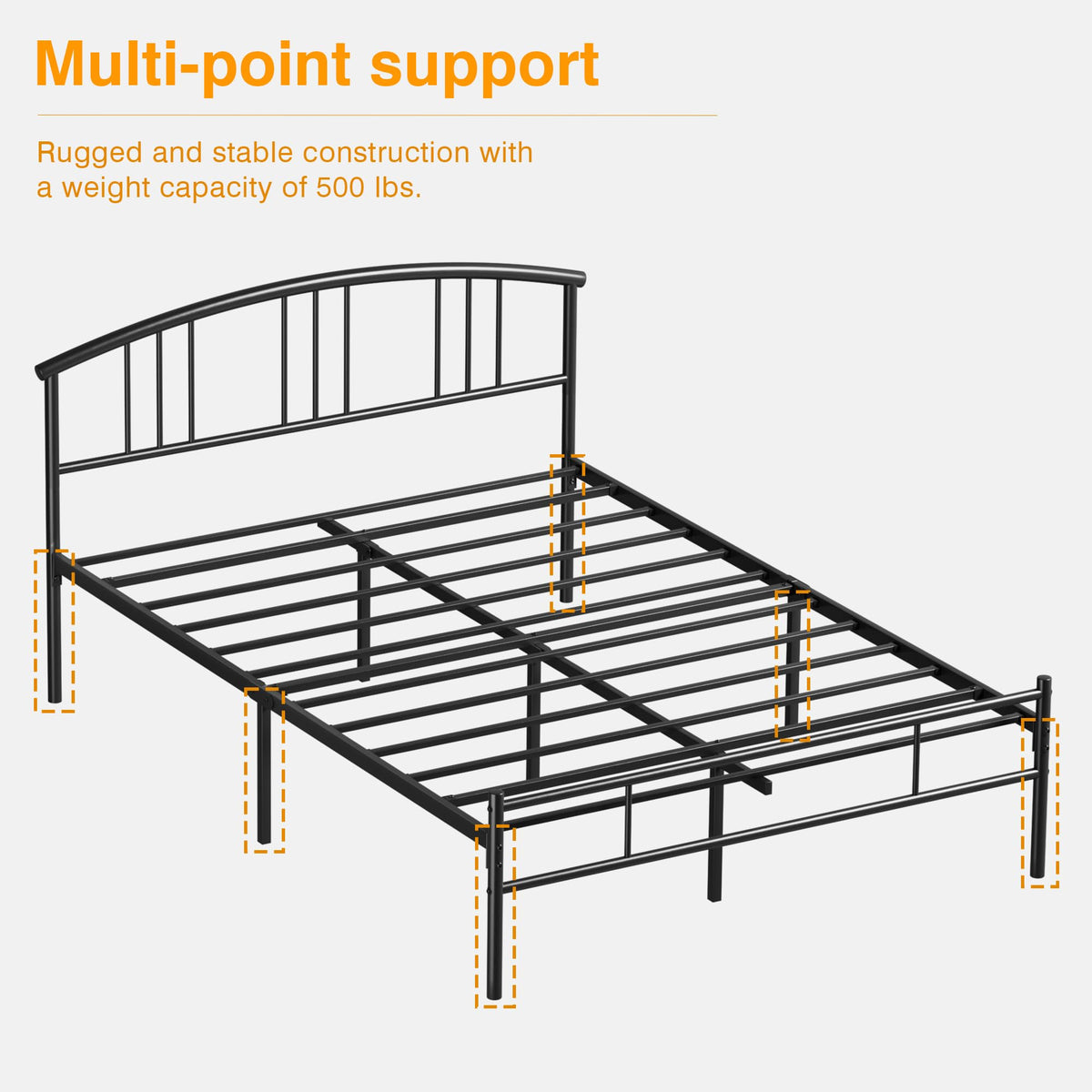 Full Metal Platform Bed Frame with Headboard and Footboard Q50000