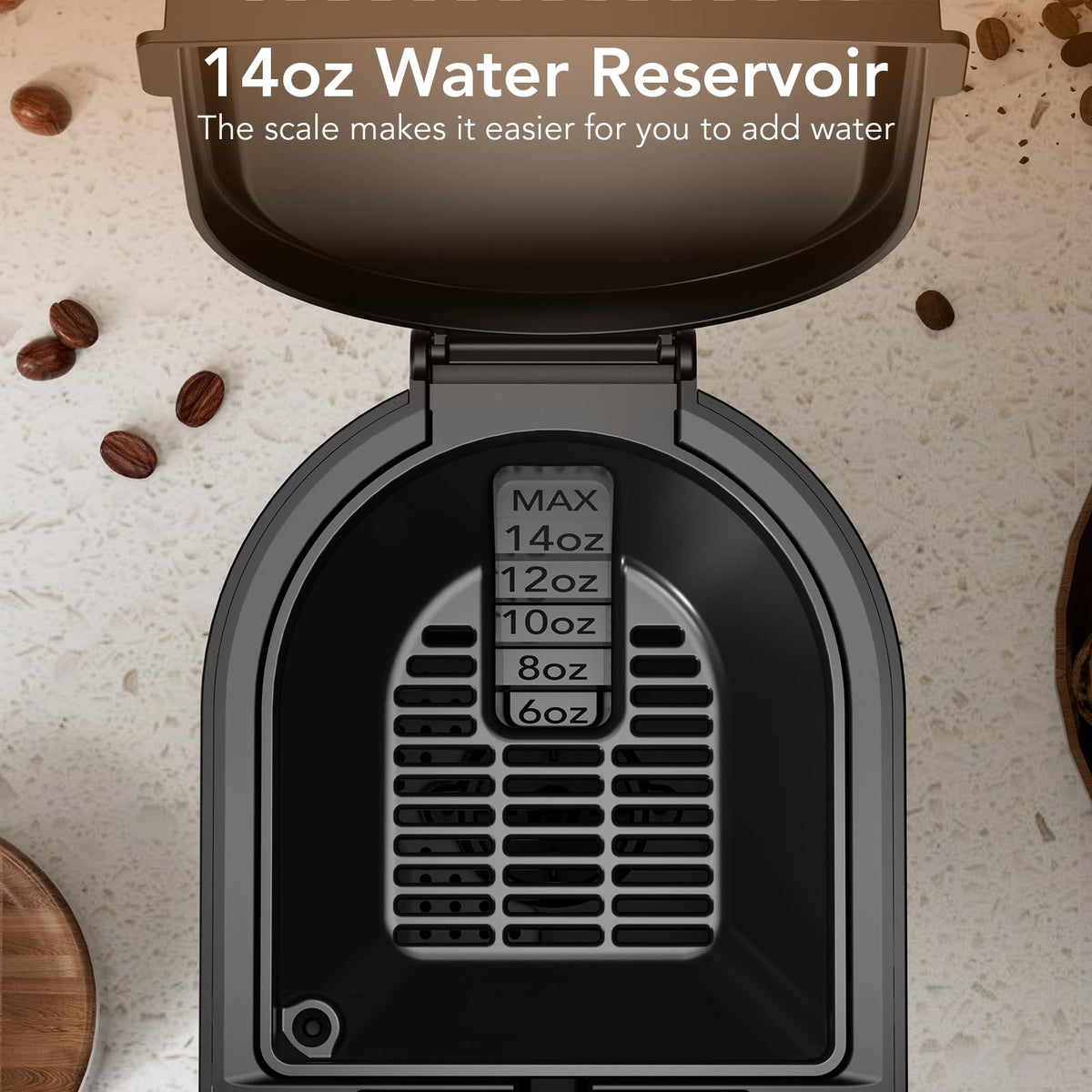 Black Single Serve Coffee Maker with 14 Oz Water Reservoir E644167