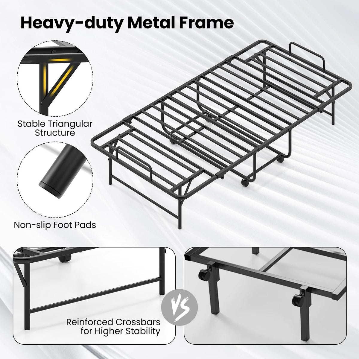 Twin Folding Bed Frame with Memory Foam Mattress F400144