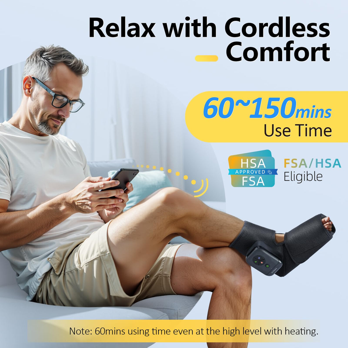 Portable Air Compression Foot Massager with Heat K61390