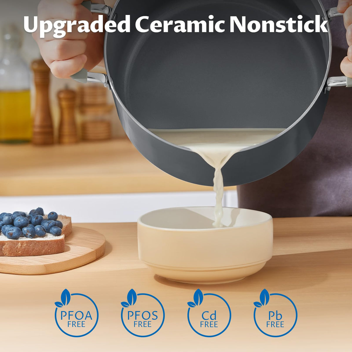 12QT Non Stick Ceramic Stock Pot with Lid J963