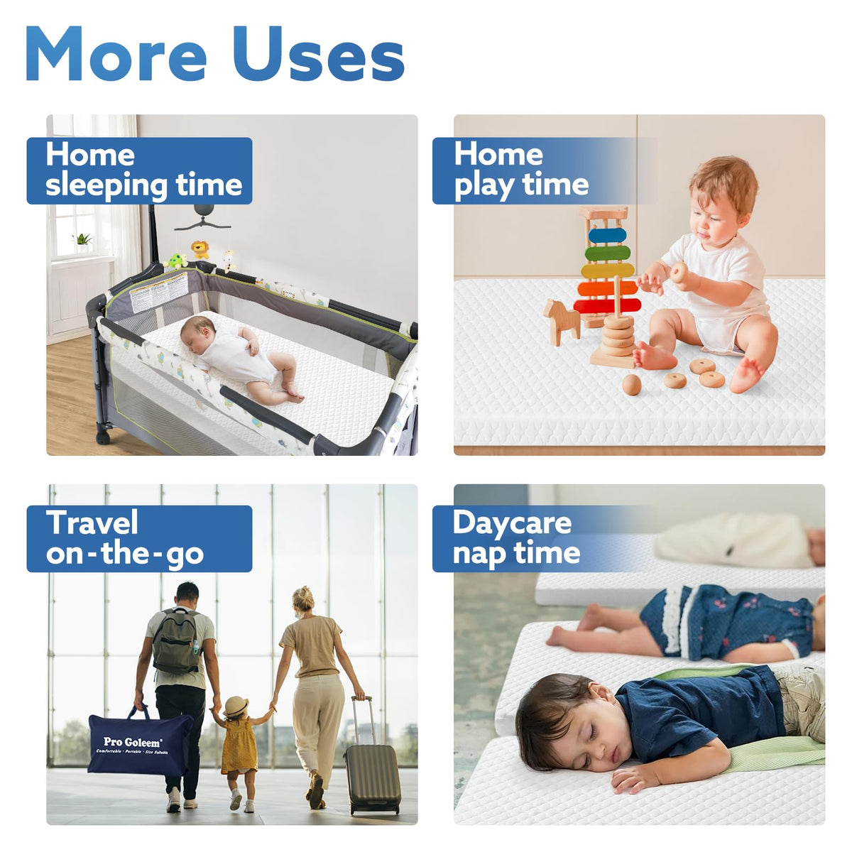 Waterproof Pack and Play Mattress 38"x26" White Z85138