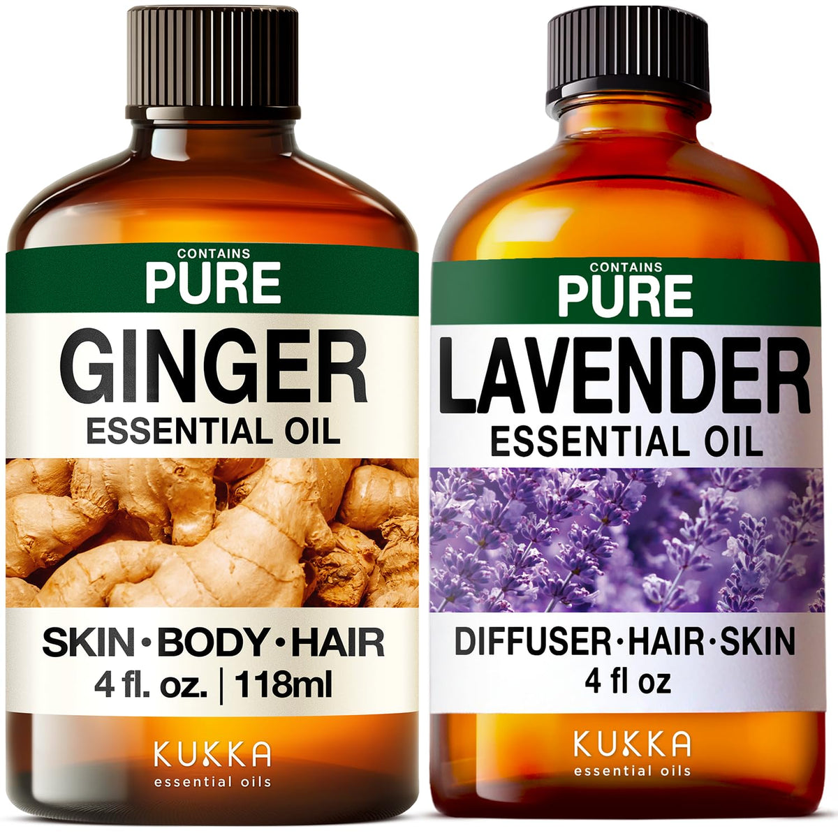 Ginger Hair Oil & Lavender Diffuser Essential Oil Set 2x4 fl oz M28548