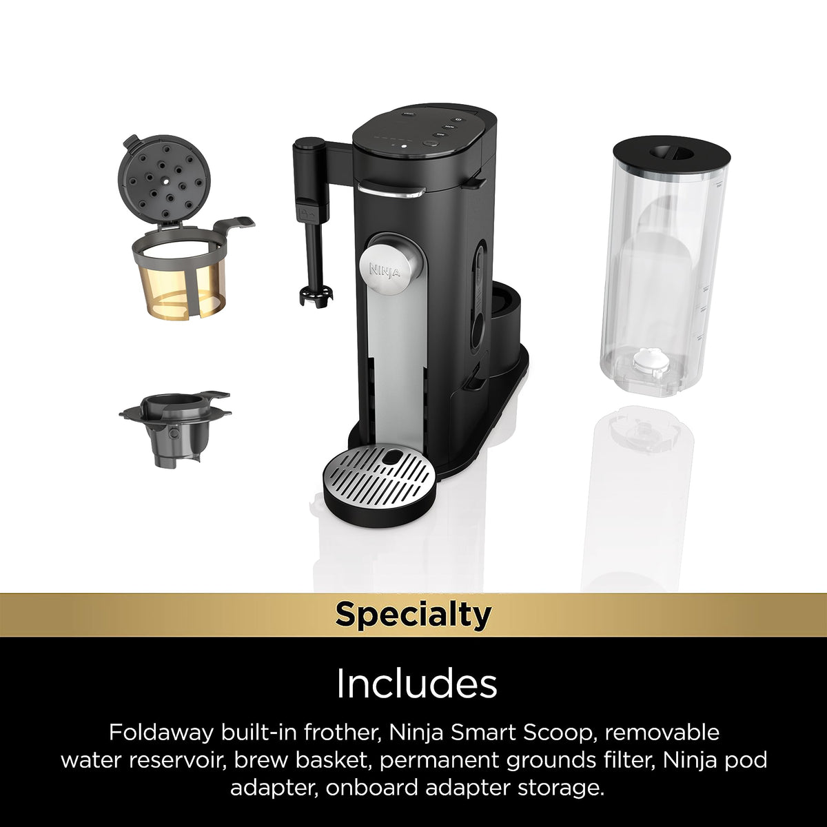Single-Serve Coffee Maker with Milk Frother, Black I508