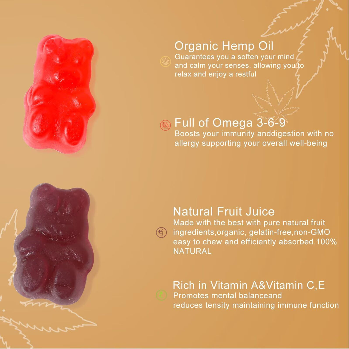 Assorted Fruit Flavors Hemp Gummies O532480