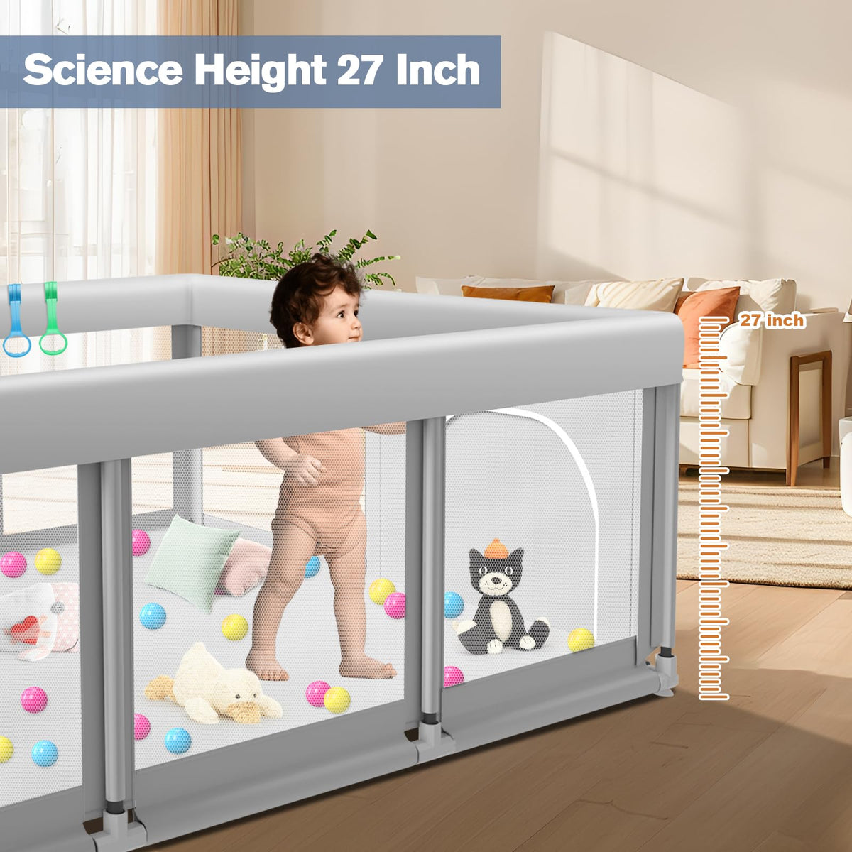 Large Baby Playpen with Soft Breathable Mesh Z316