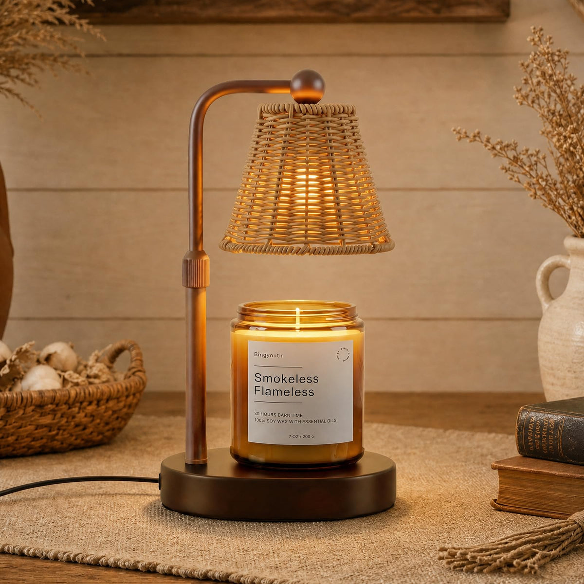 Candle Warmer Lamp with Timer, Brown J808250