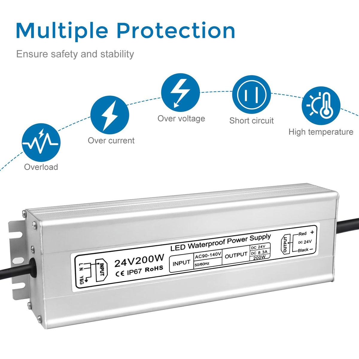 200W 24V IP67 Waterproof LED Driver V1768
