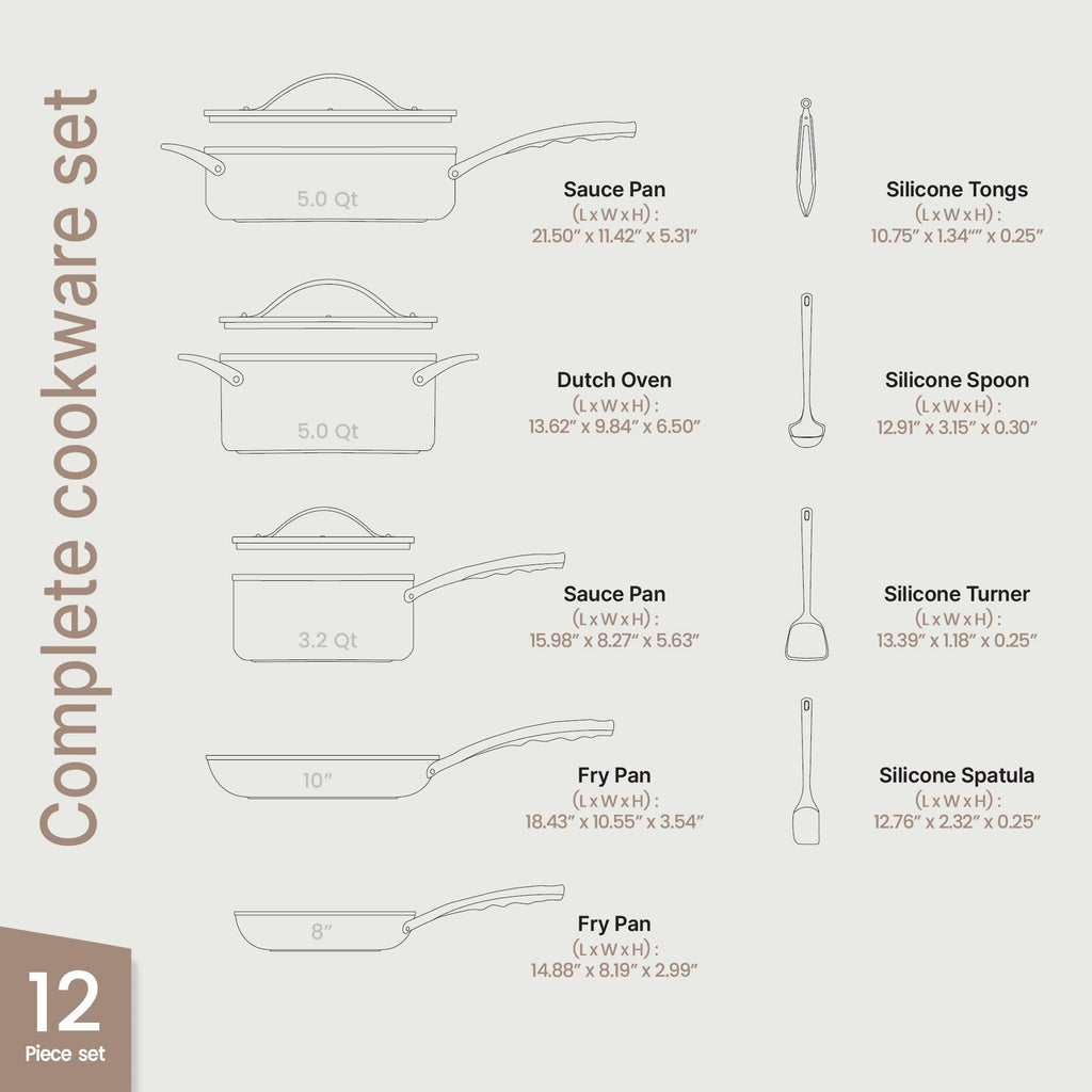 12-Piece Nonstick Ceramic Cookware Set T9714