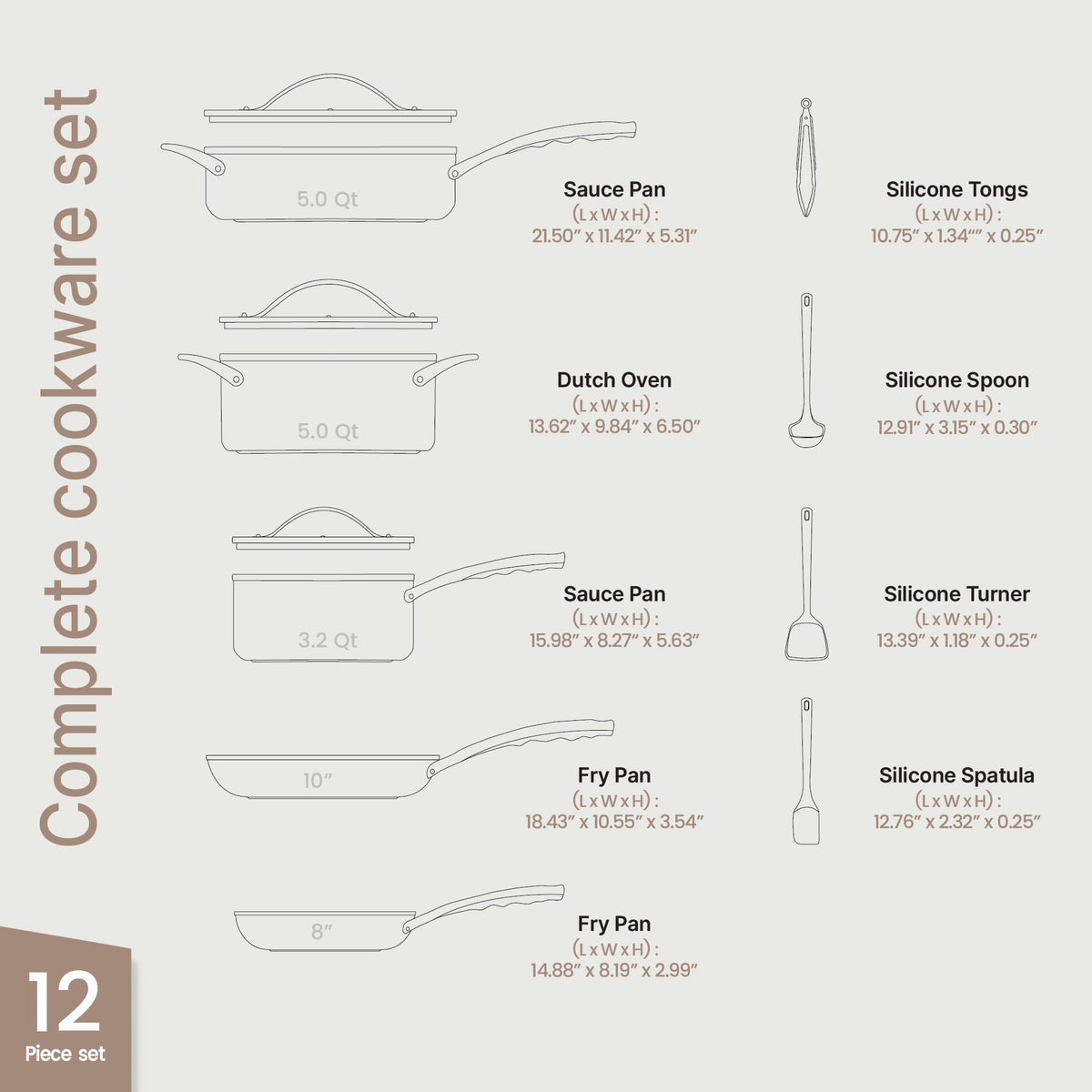 12-Piece Nonstick Ceramic Cookware Set T9714