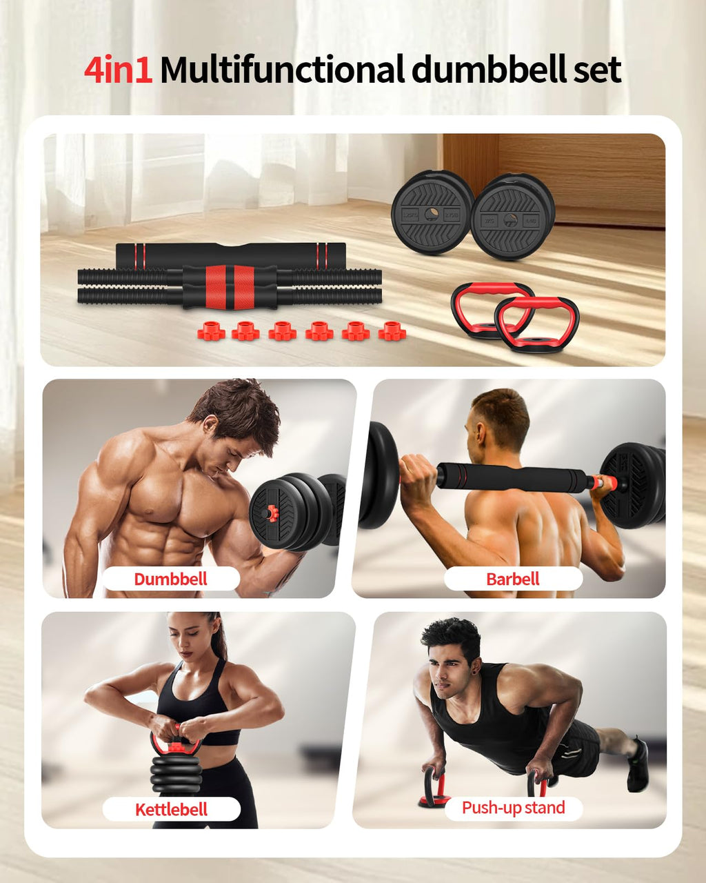 Adjustable Dumbbells Free Weight Set with Connector J776