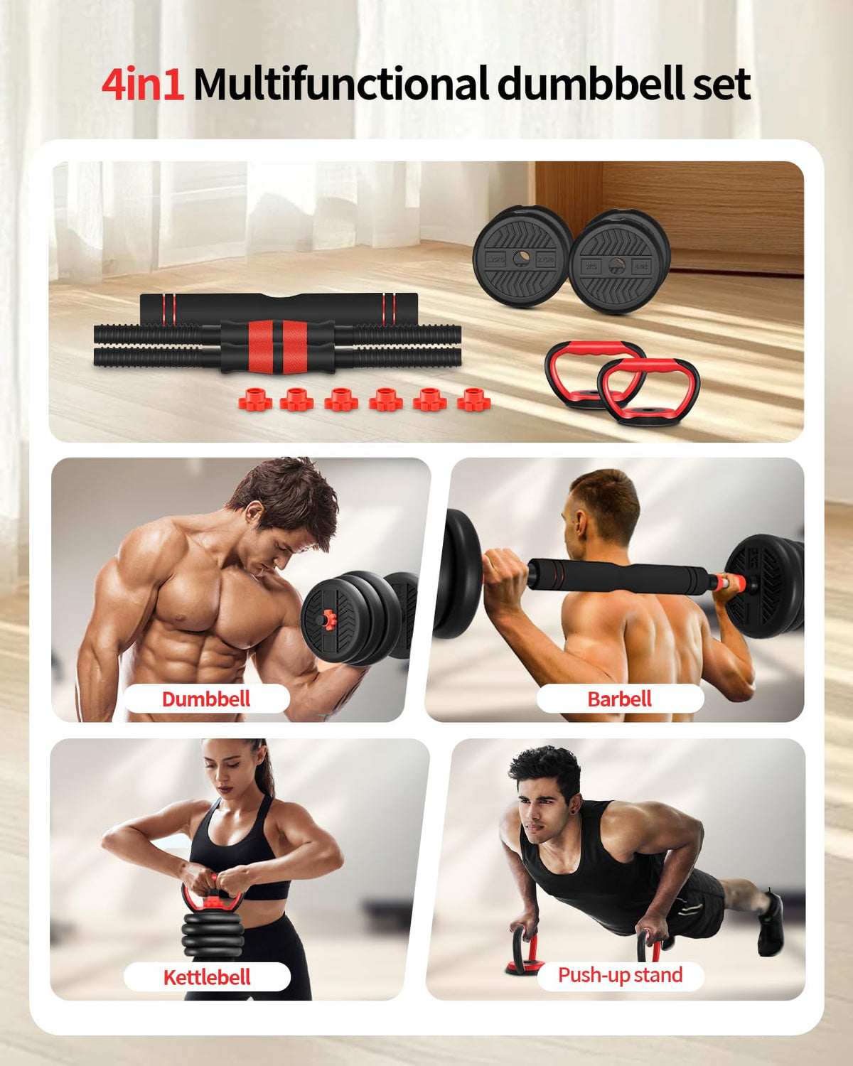 Adjustable Dumbbells Free Weight Set with Connector J776