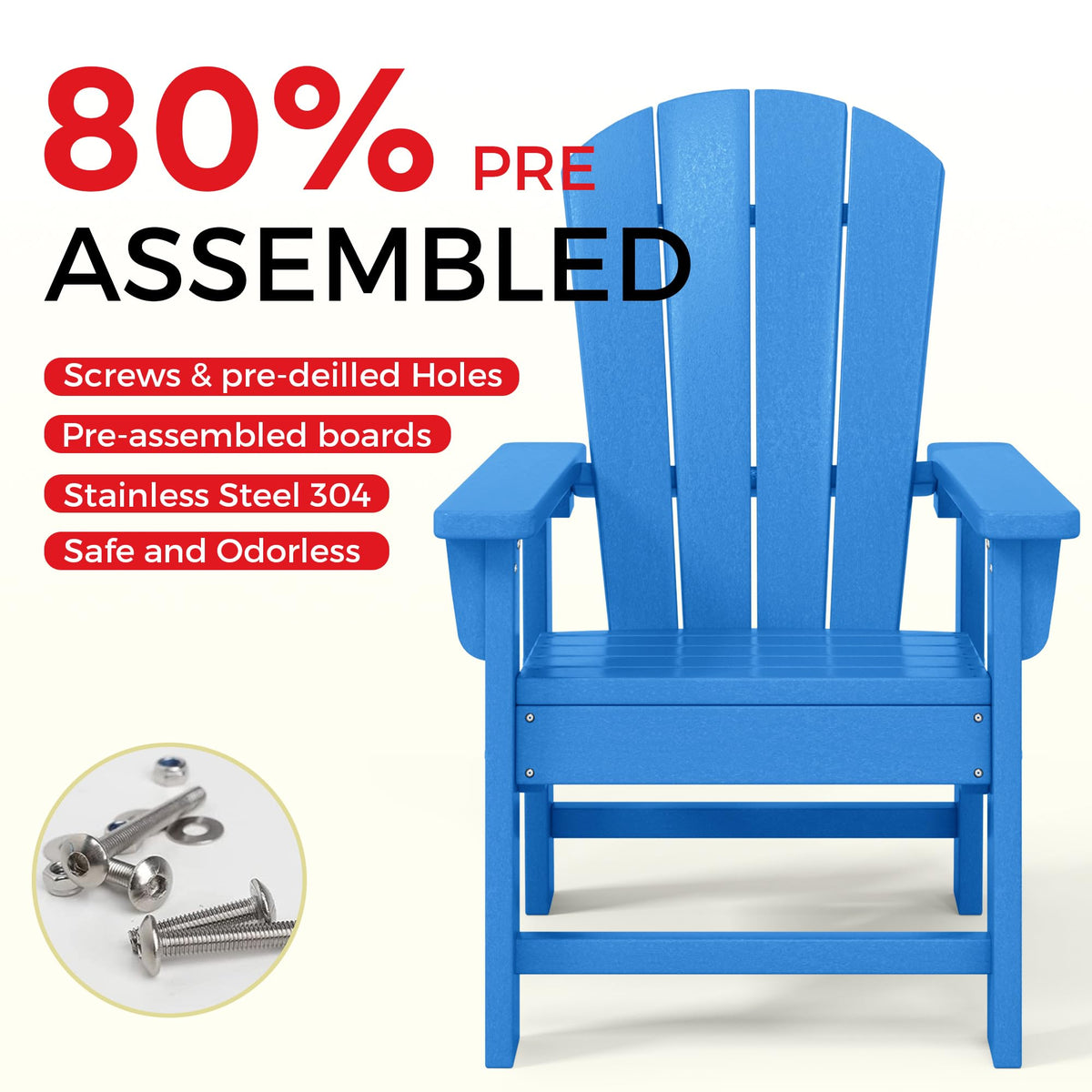 Kids Adirondack Chair Set of 4 Plastic Outdoor Pacific Blue A469