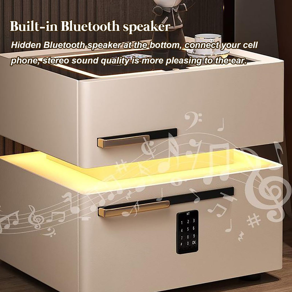 Light Gray Nightstand with Wireless Charging and Drawers L4700