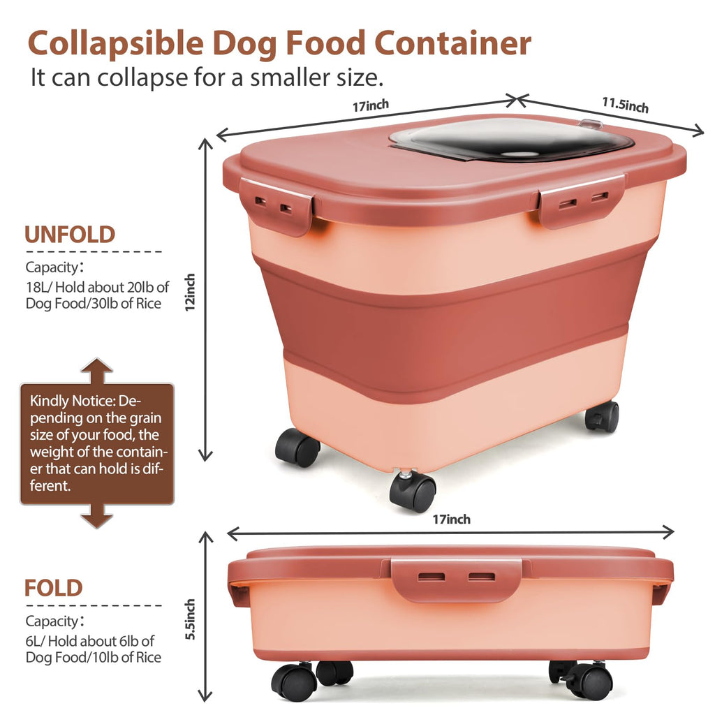 Collapsible Pet Food Storage Container with Wheel, Cup and Scoop Z31444