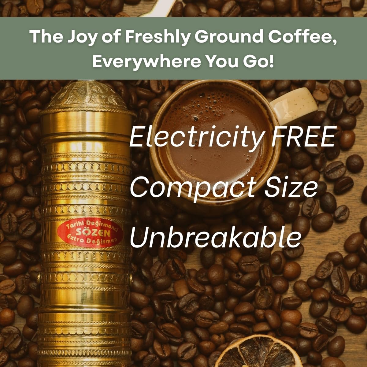 Manual Coffee Grinder Adjustable Hand Crank Burr Mill N193085