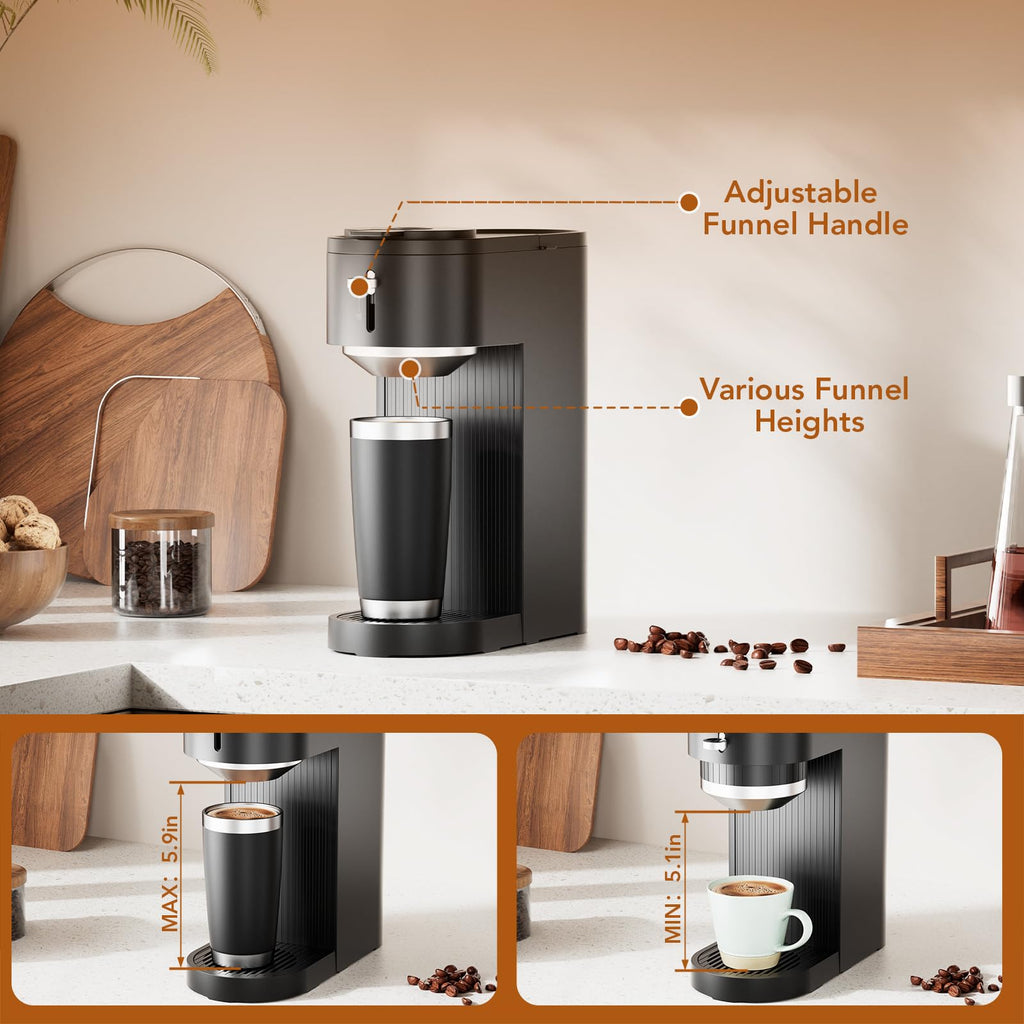 Black Single Serve Coffee Maker with 14 Oz Water Reservoir E644167