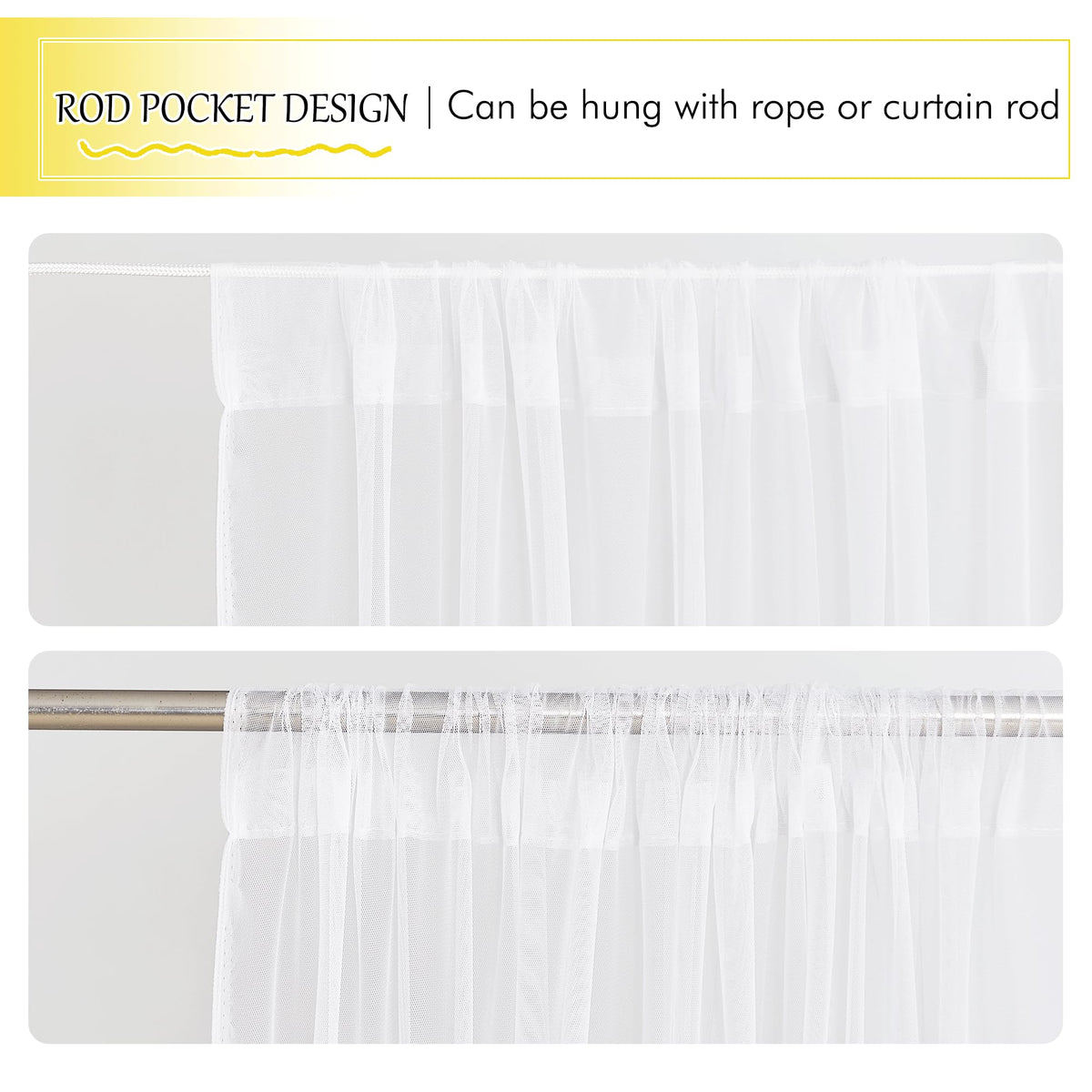 White 2 Panels Waterproof Mosquito Netting Curtains H382