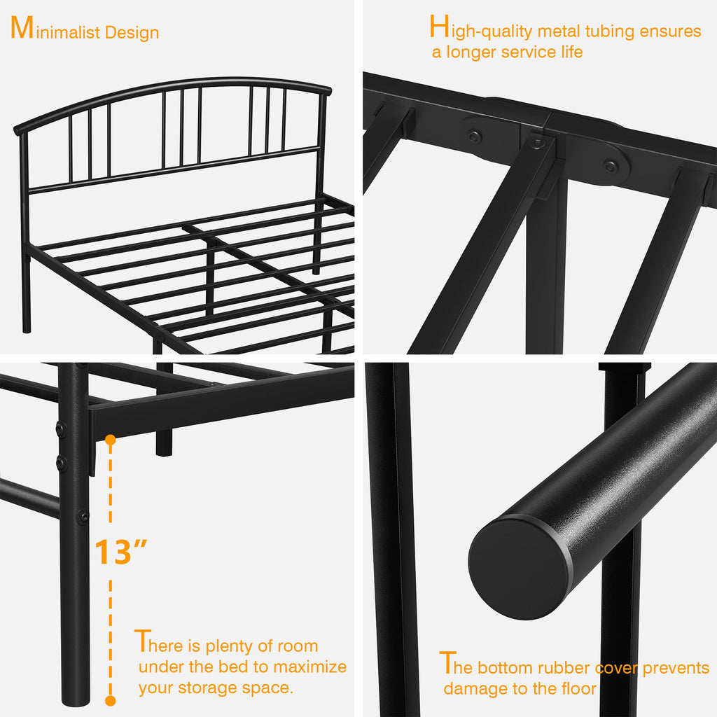 Full Metal Platform Bed Frame with Headboard and Footboard Q50000