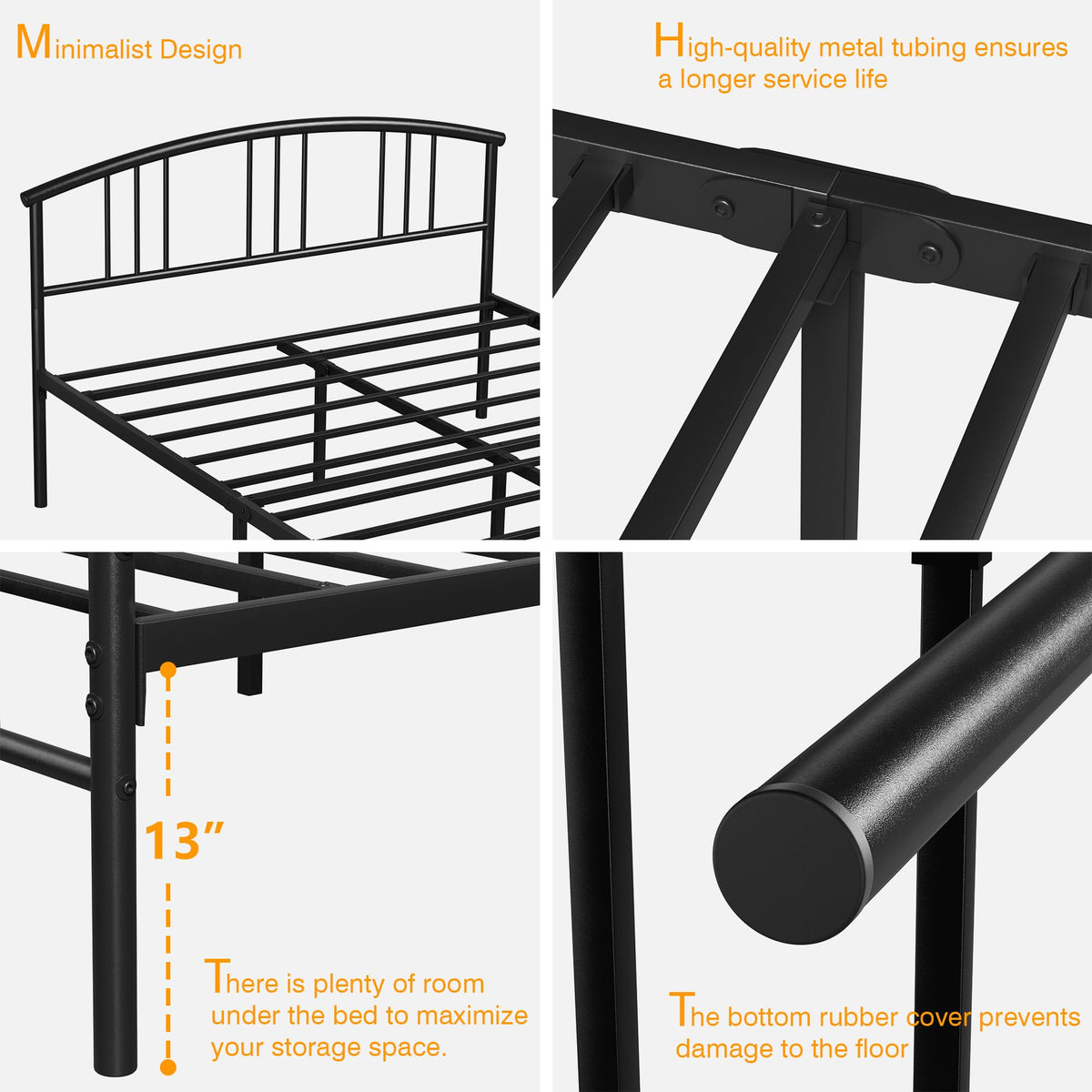 Full Metal Platform Bed Frame with Headboard and Footboard Q50000