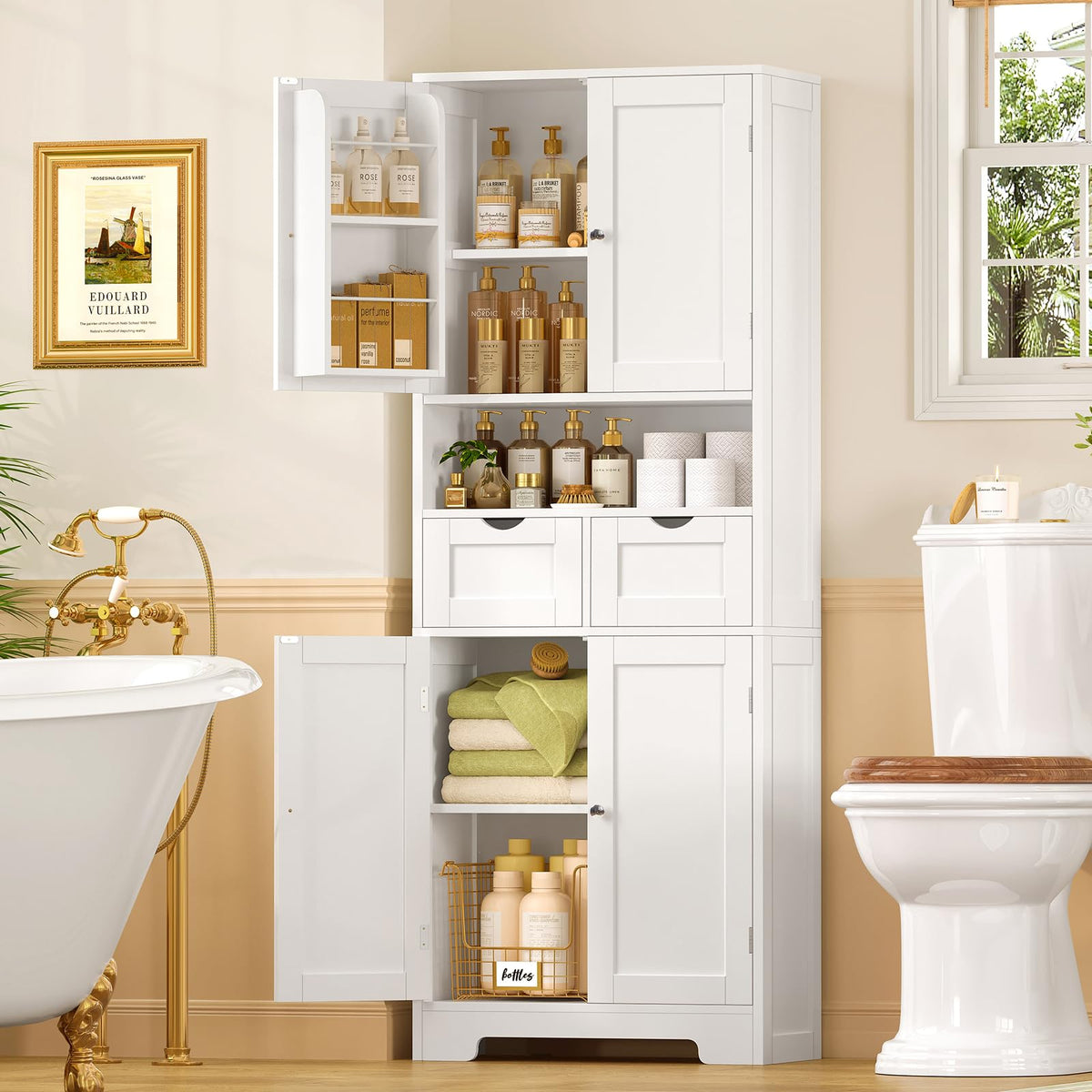 63.4"H Kitchen Pantry Cabinet with 4 Door Shelves F2252
