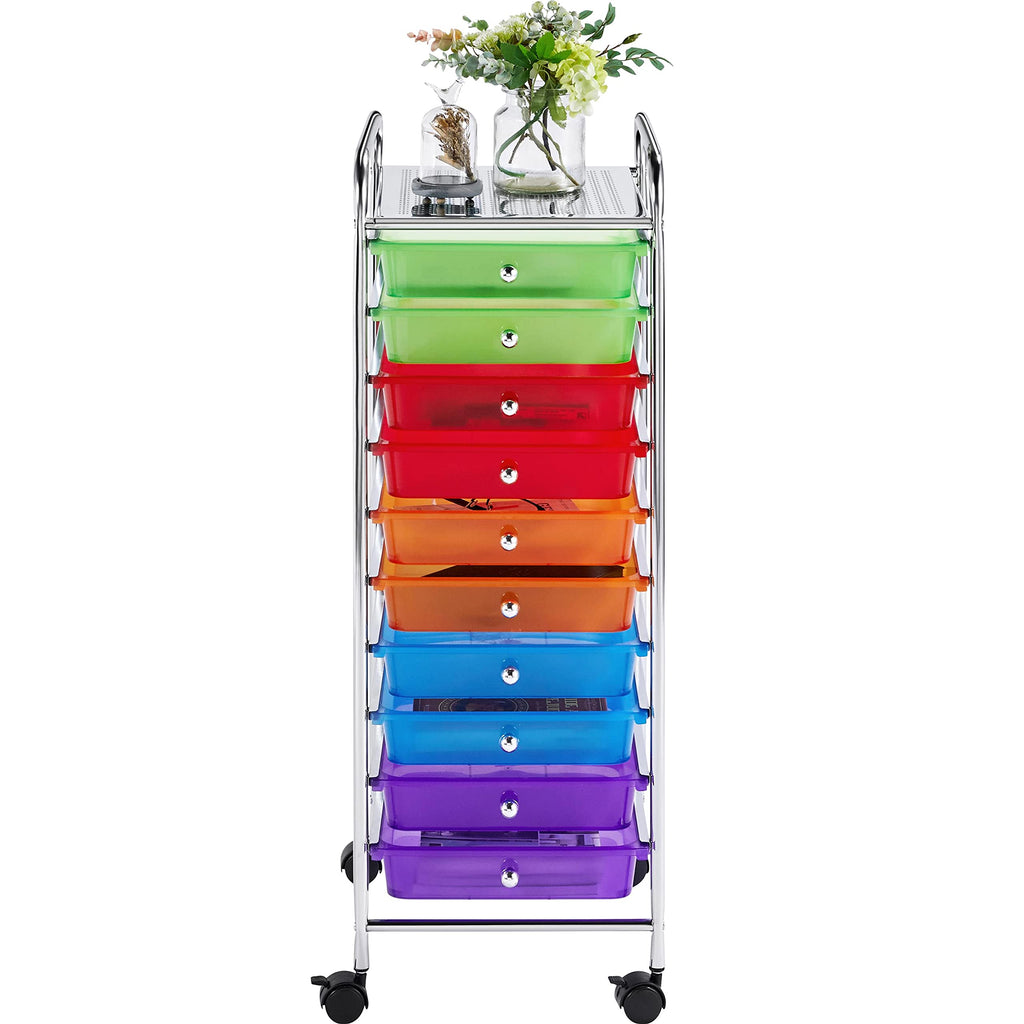 10 Drawer Rolling Cart with Locking Wheels N124