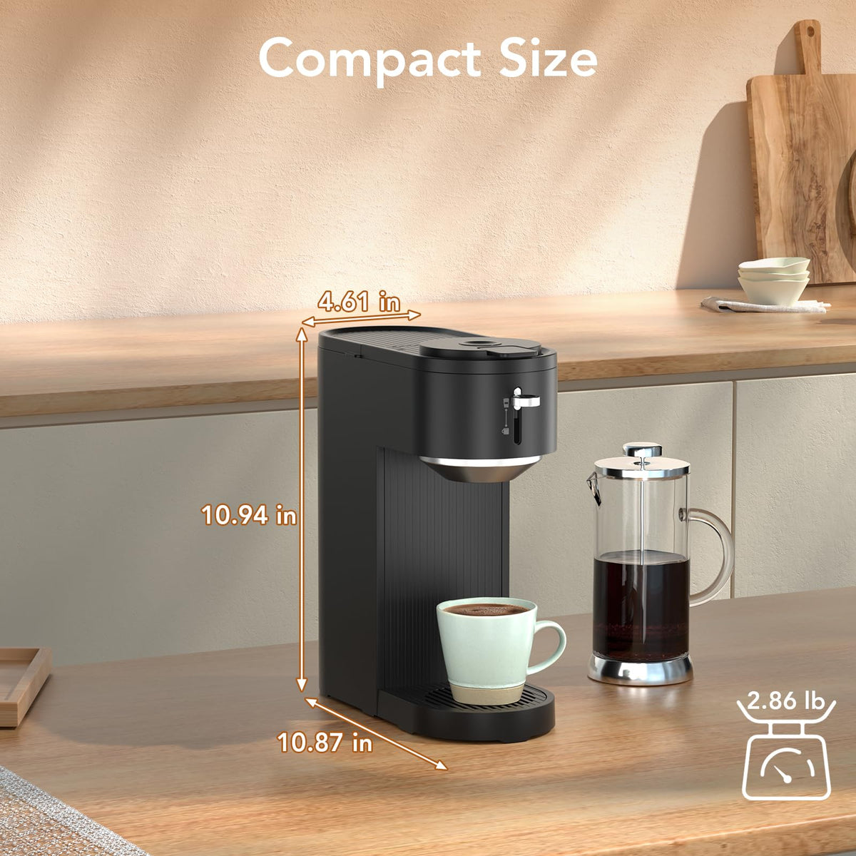 Black Single Serve Coffee Maker with 14 Oz Water Reservoir E644167
