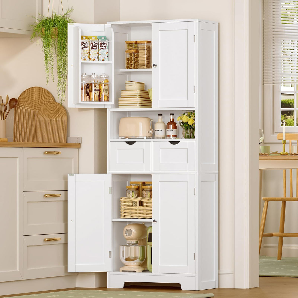 63.4"H Kitchen Pantry Cabinet with 4 Door Shelves F2252