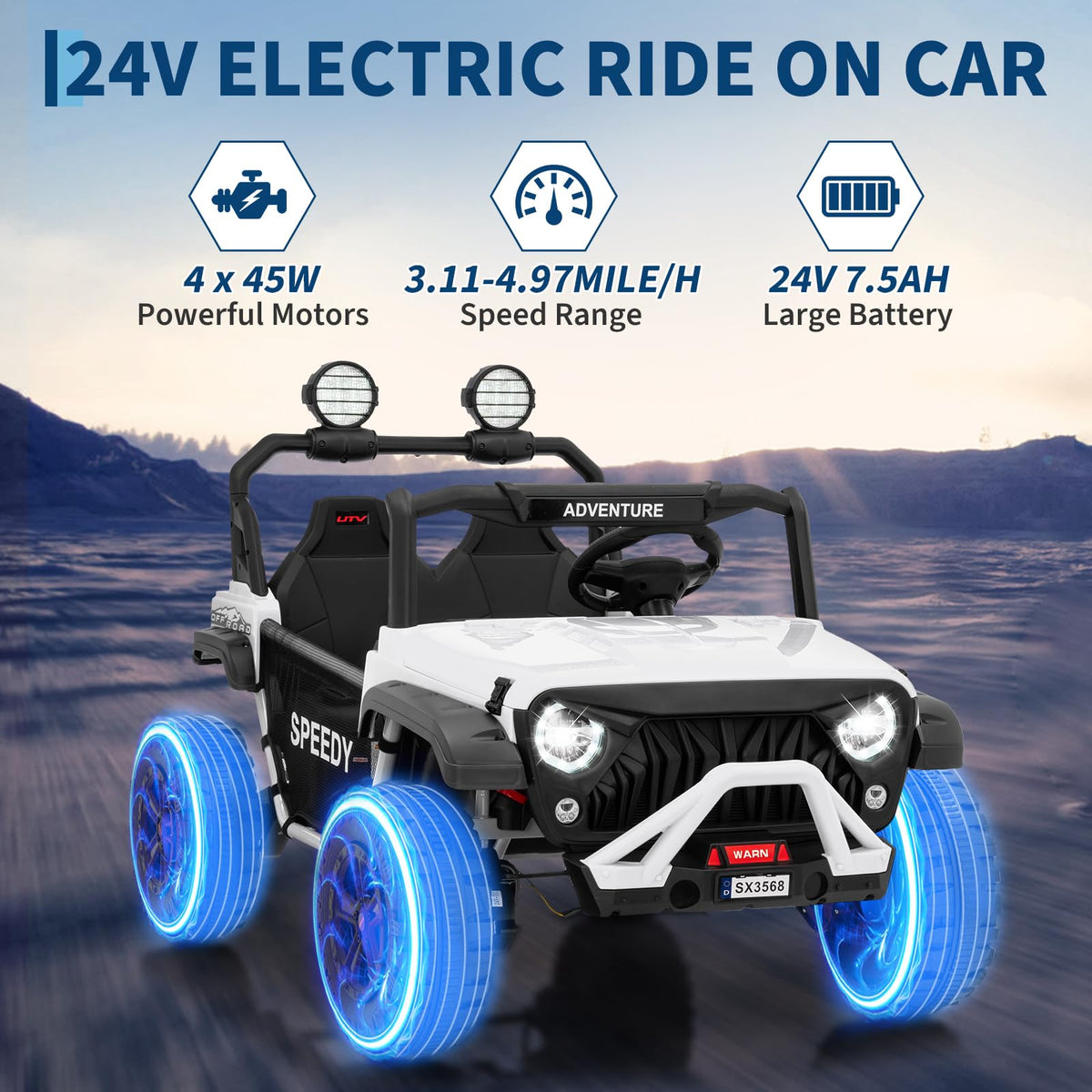 24V 4WD Electric Car 2 Seater UTV with Remote Control L1482